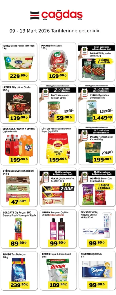 Çağdaş Market 9 Mart 2026 Aktüel Kataloğu9 Mart - 13 Mart