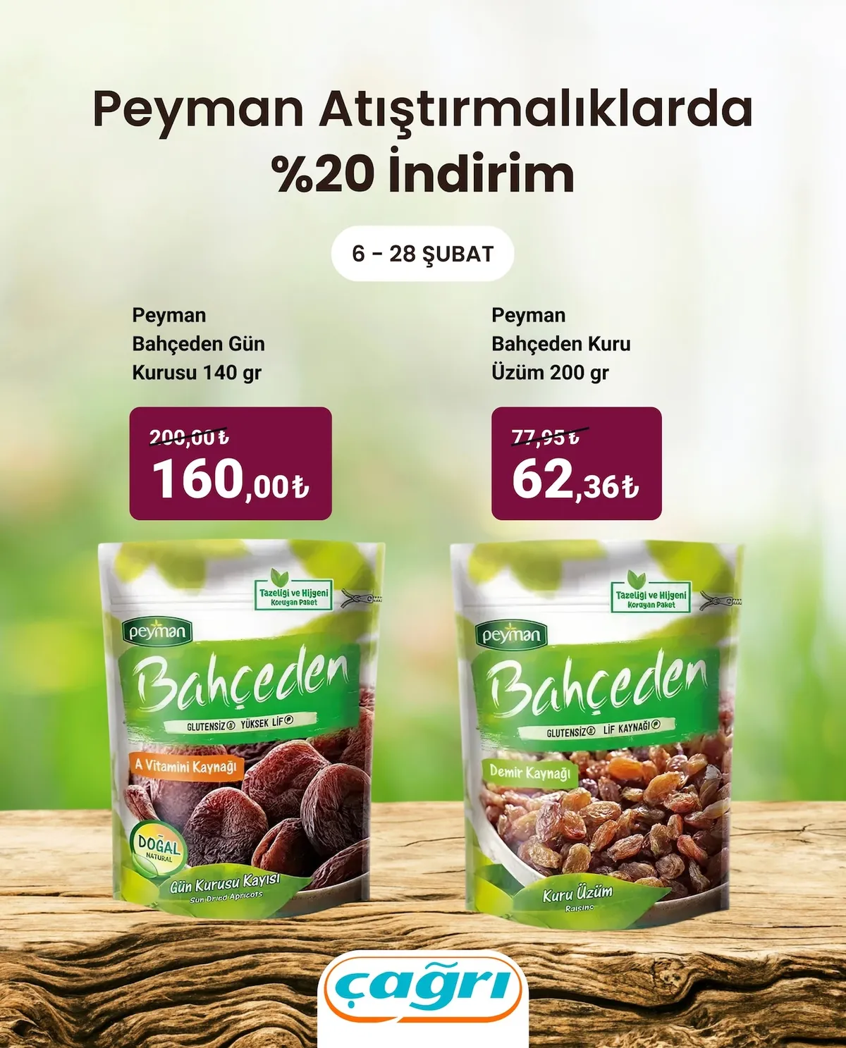 Çağrı Çağrı Market 6 Şubat 2026 Aktüel Kataloğu sayfa 4: Peyman Bahçeden Kuru Üzüm 200 Gr, Peyman Bahçeden Gün Kurusu 140 Gr