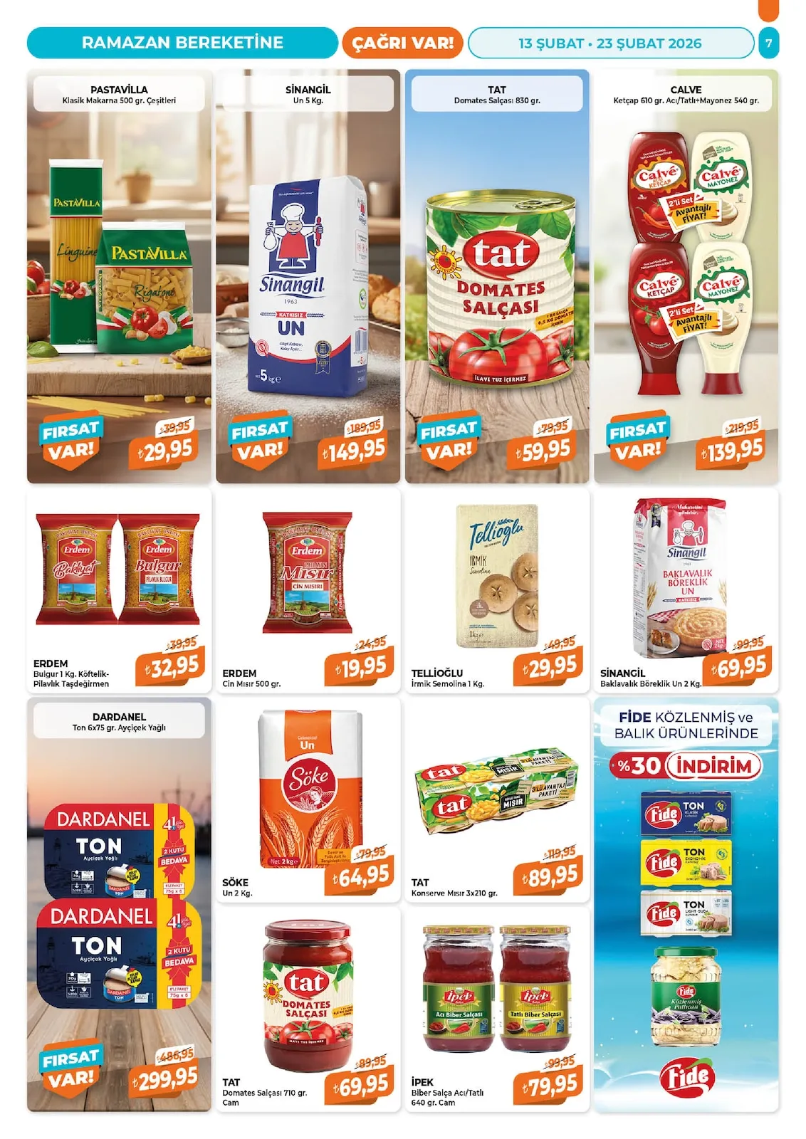 Çağrı Çağrı Market 13 Şubat 2026 Aktüel Kataloğu sayfa 7: Tellioğlu İrmik Semolina 1 Kg., Erdem Cin Mısır 500 Gr.