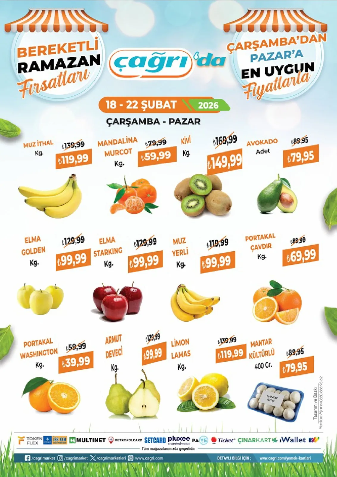 Çağrı Çağrı Market 18 Şubat 2026 Aktüel Kataloğu sayfa 1: Muz İthal Kg., Muz Yerli Kg.