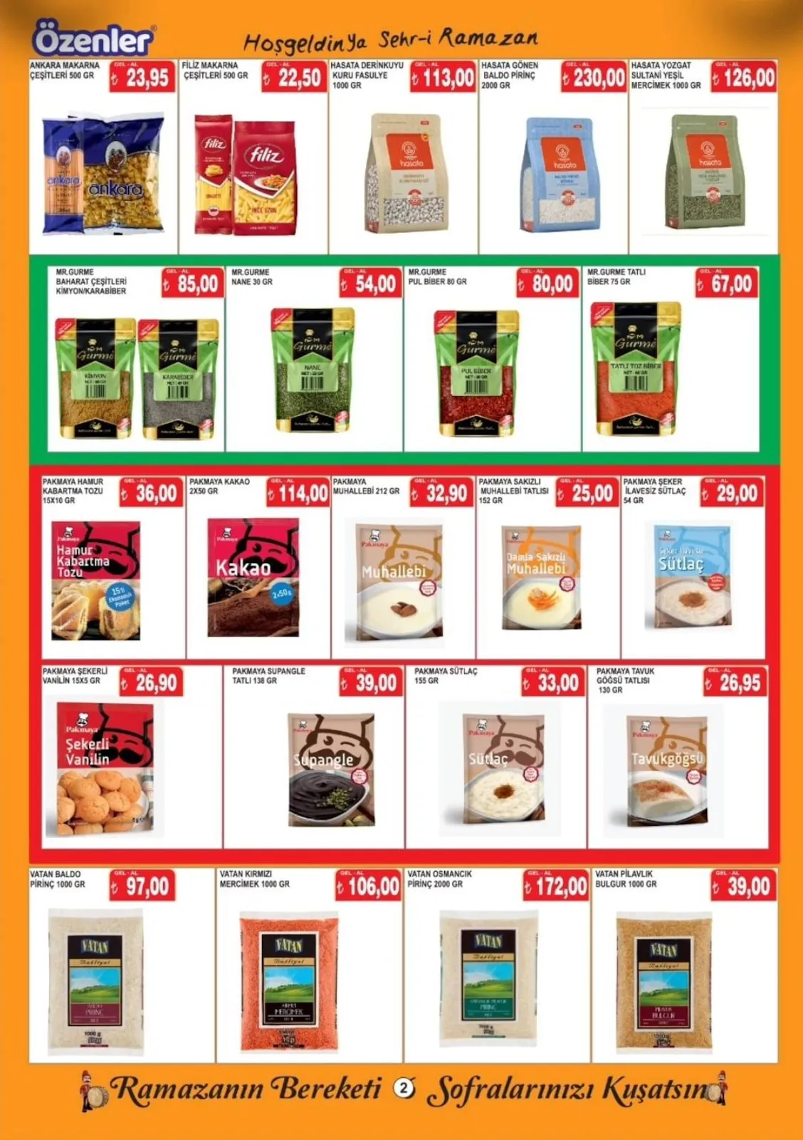 Özenler Özenler Market 12 Şubat 2026 Aktüel Kataloğu sayfa 6: Pakmaya Sütlaç 155 Gr, Özenler Ankara Makarna Çeşitleri 500 Gr