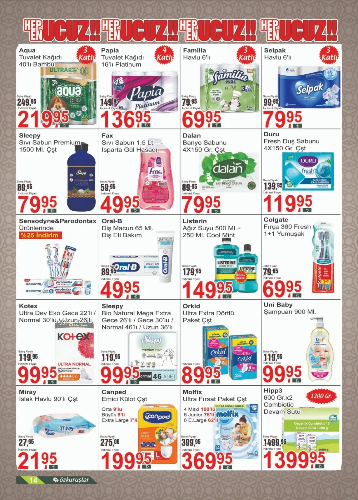 Özkuruşlar Özkuruşlar Gıda 13 Şubat 2026 Aktüel Kataloğu sayfa 14: Listerine Ağız Suyu 500 Ml.+ 250 Ml. Cool Mint, Orkid Ultra Extra Dörtlü Paket Çşt