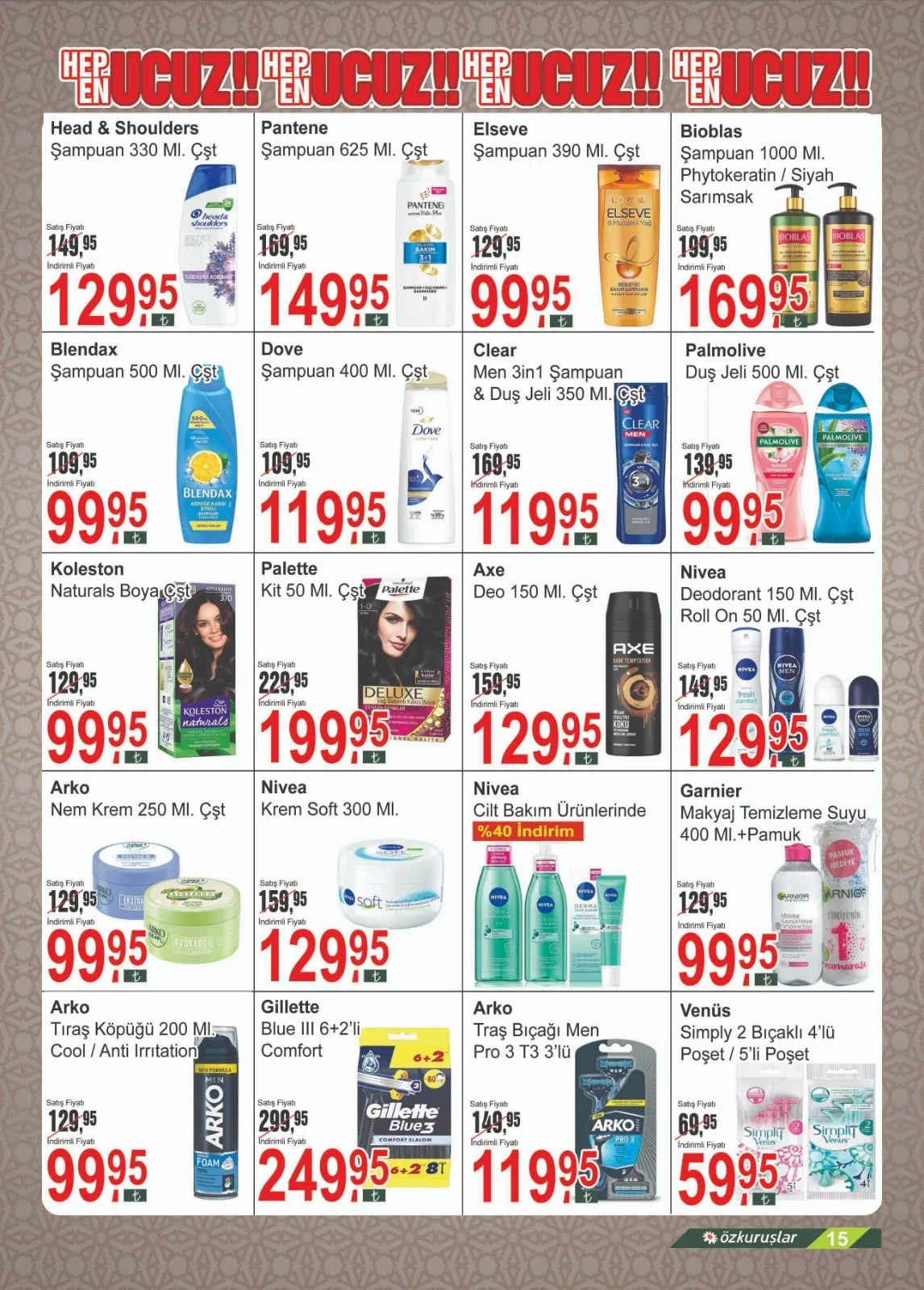 Özkuruşlar Özkuruşlar Gıda 13 Şubat 2026 Aktüel Kataloğu sayfa 15: Nivea Krem Soft 300 Ml, Arko Nem Krem 250 Ml