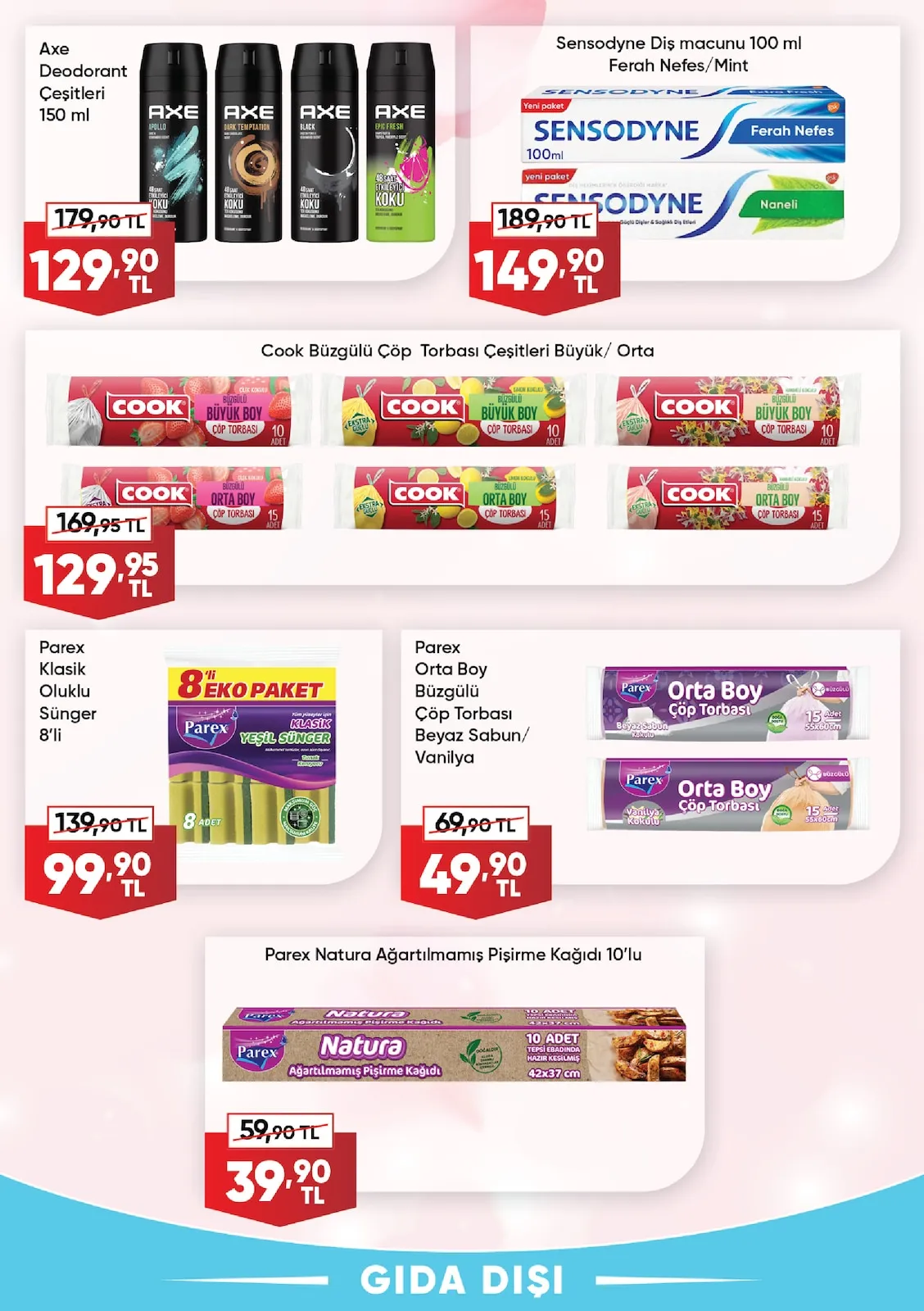 Üçler Üçler Market 9 Şubat 2026 Aktüel Kataloğu sayfa 26: Axe Deodorant Çeşitleri 150 Ml, Parex Klasik Oluklu Sünger 8'Li