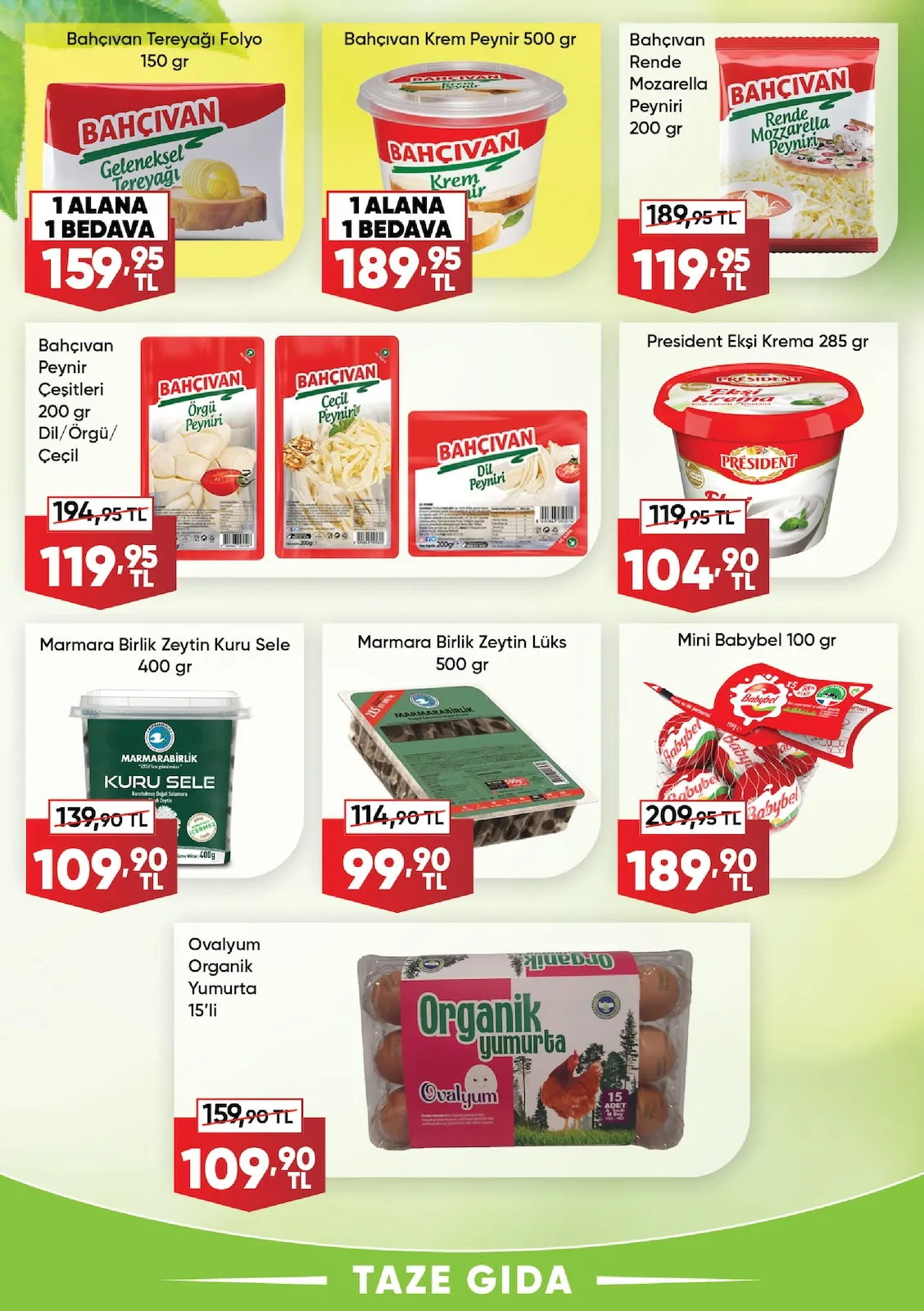 Üçler Üçler Market 9 Şubat 2026 Aktüel Kataloğu sayfa 4: Mini Babybel 100 Gr, Ovalyum Organik Yumurta 15'Li