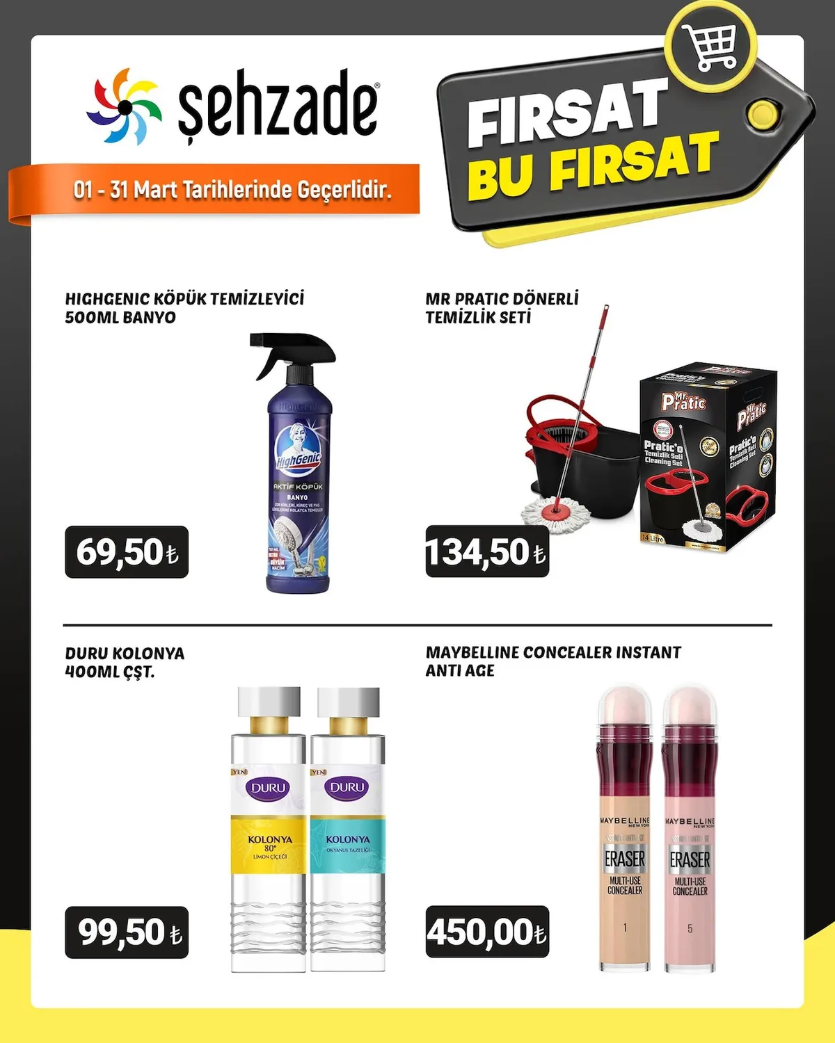 Şehzade Şehzade Market 1 Mart 2026 Aktüel Kataloğu sayfa 2: Duru Kolonya 400Ml Çşt.