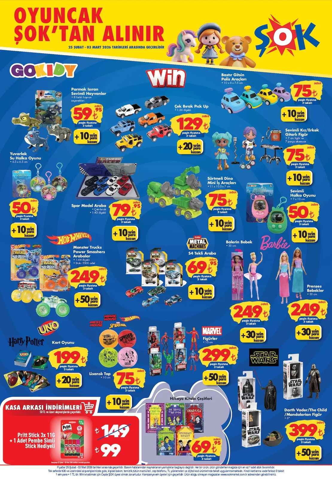 ŞOK Şok 25 Şubat 2026 Aktüel Kataloğu sayfa 6: Marvel Figürler 15 Cm, Çek Bırak Pick Up 1:36 Ölçekli