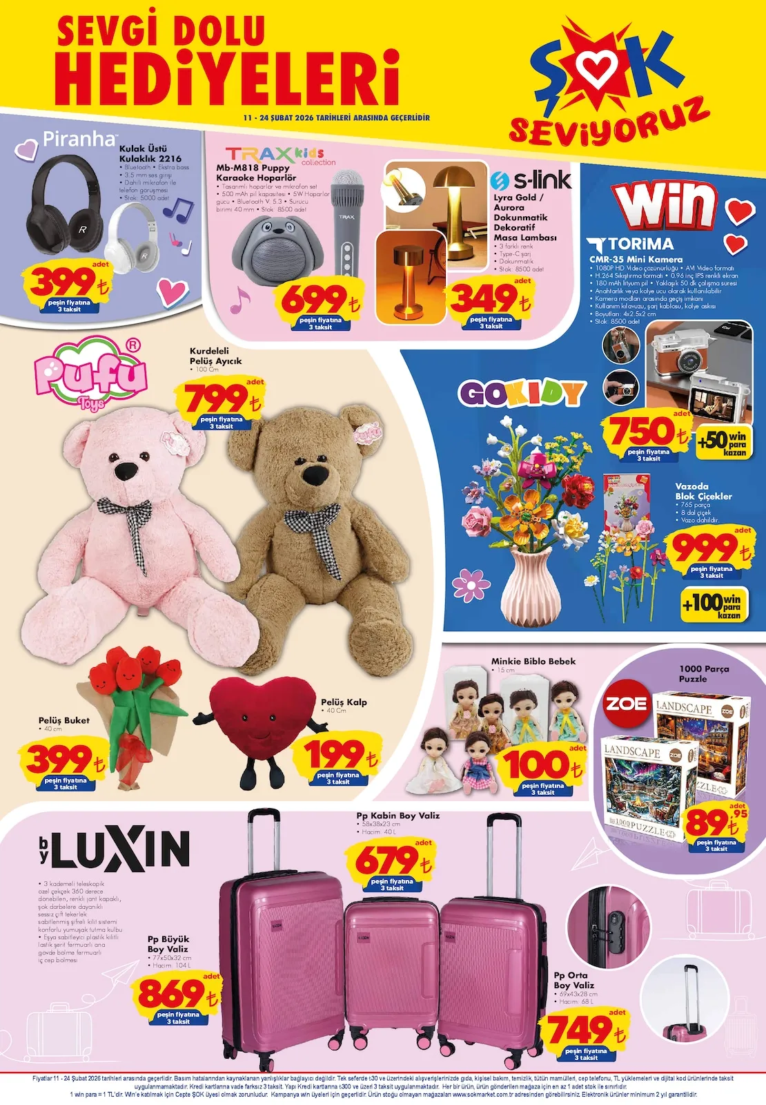 Şok Şok 11 Şubat 2026 Aktüel Kataloğu sayfa 11: S-Link Lyra Gold / Aurora Dokunmatik Dekoratif Masa Lambası, Zoe 1000 Parça Puzzle