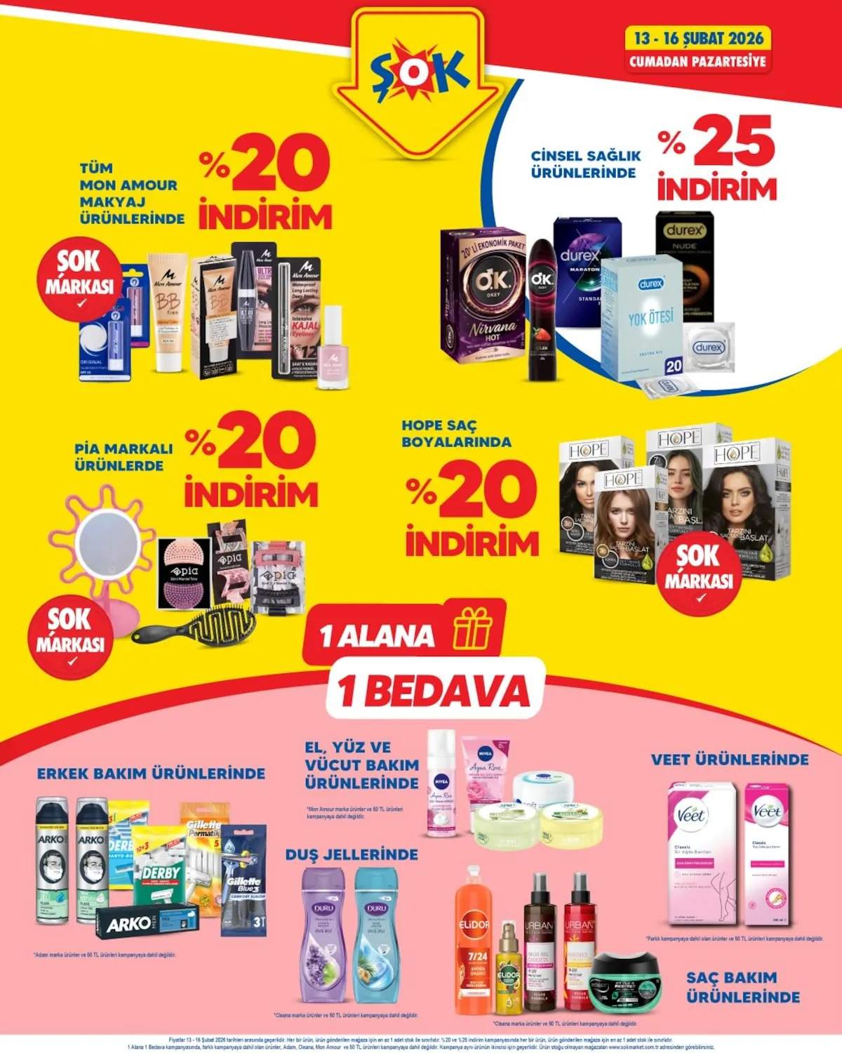 ŞOK Şok 13 Şubat 2026 Aktüel Kataloğu sayfa 3: Durex / Okey Cinsel Sağlık Ürünleri, Mon Amour Makyaj Ürünleri