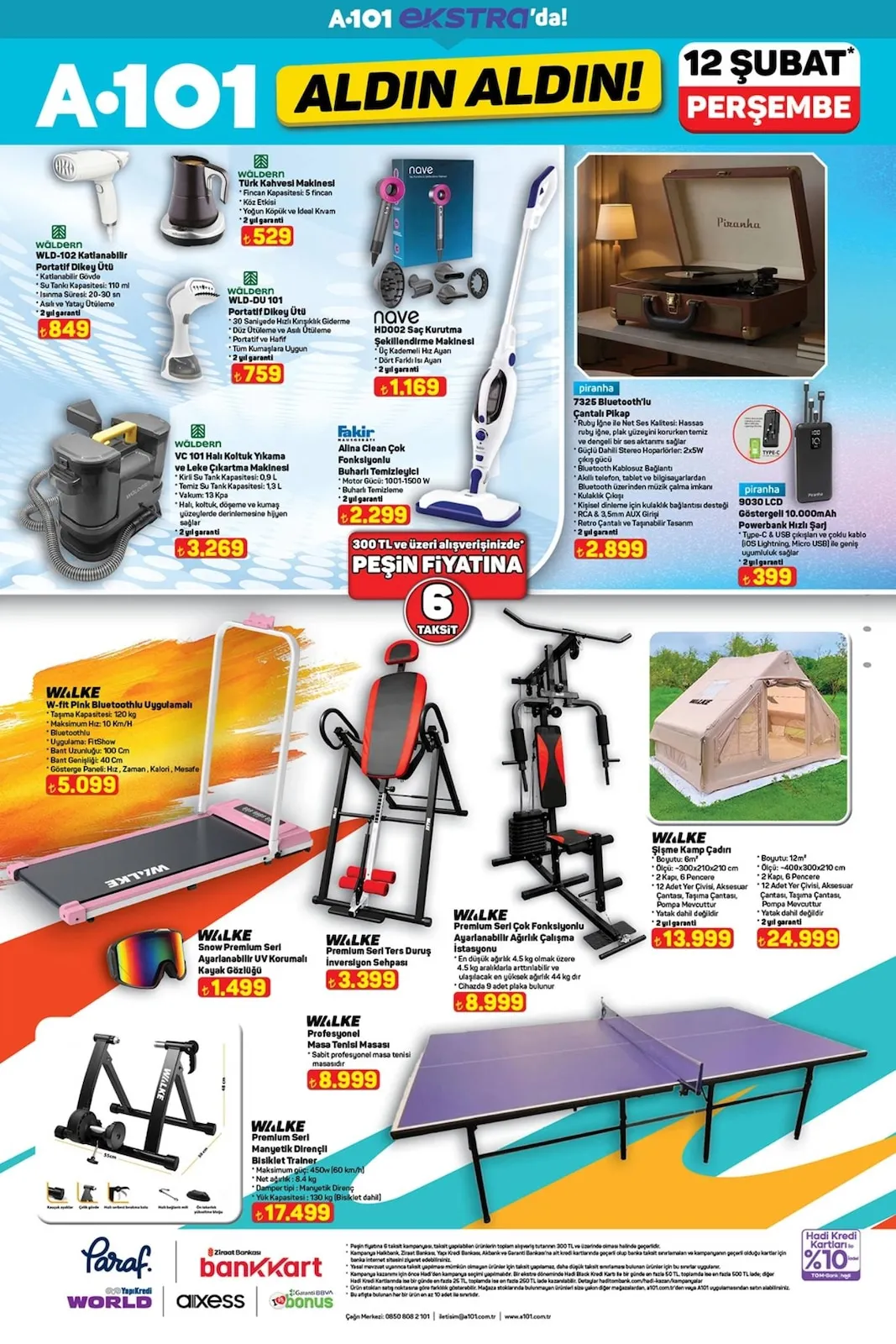 A101 A101 12 Şubat 2026 Aktüel Kataloğu sayfa 3: Walke Şişme Kamp Çadırı, Wäldern Vc 101 Halı Koltuk Yıkama Ve Leke Çıkartma Makinesi