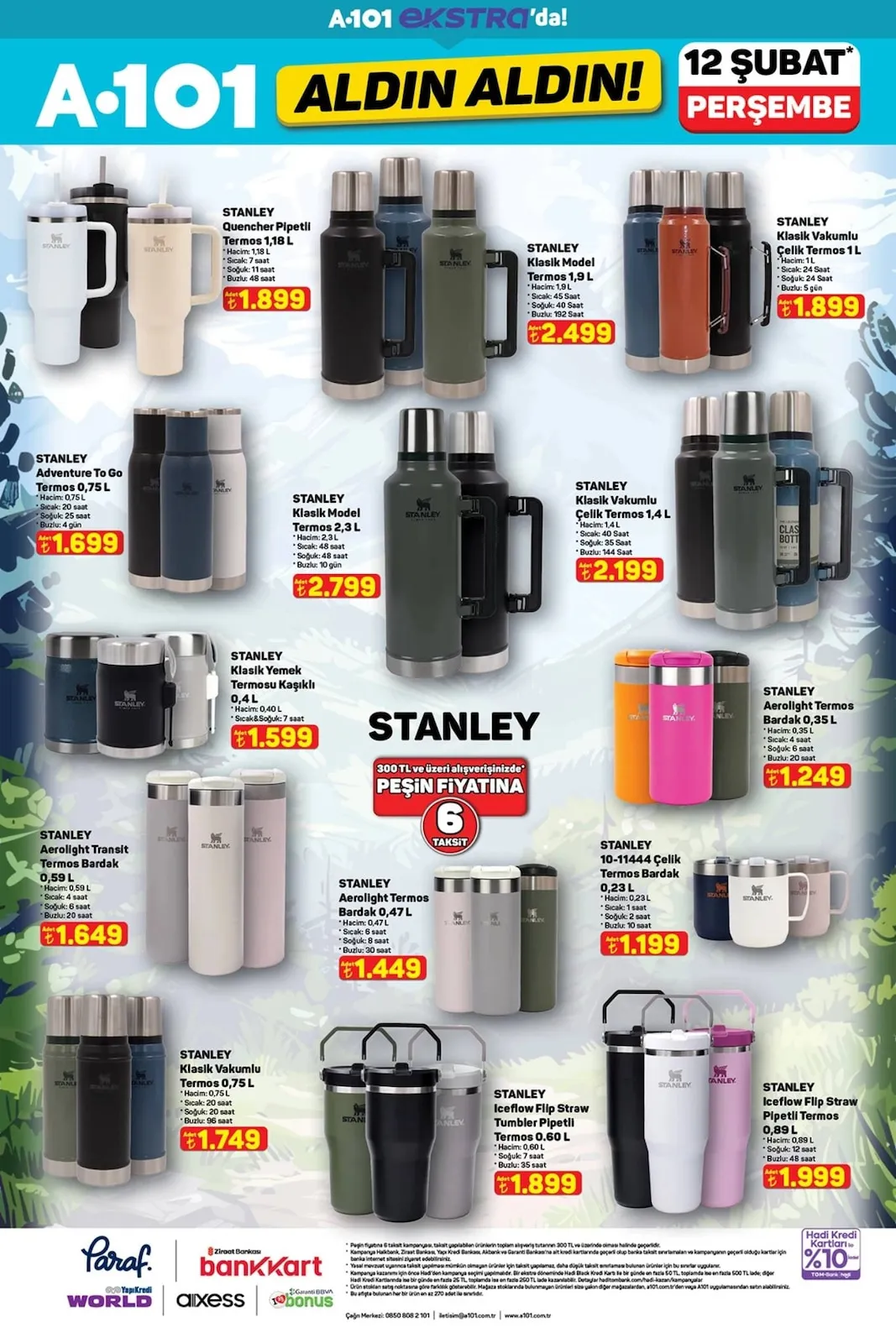 A101 A101 12 Şubat 2026 Aktüel Kataloğu sayfa 5: Stanley Klasik Model Termos 2,3 L, Stanley Adventure To Go Termos 0,75 L