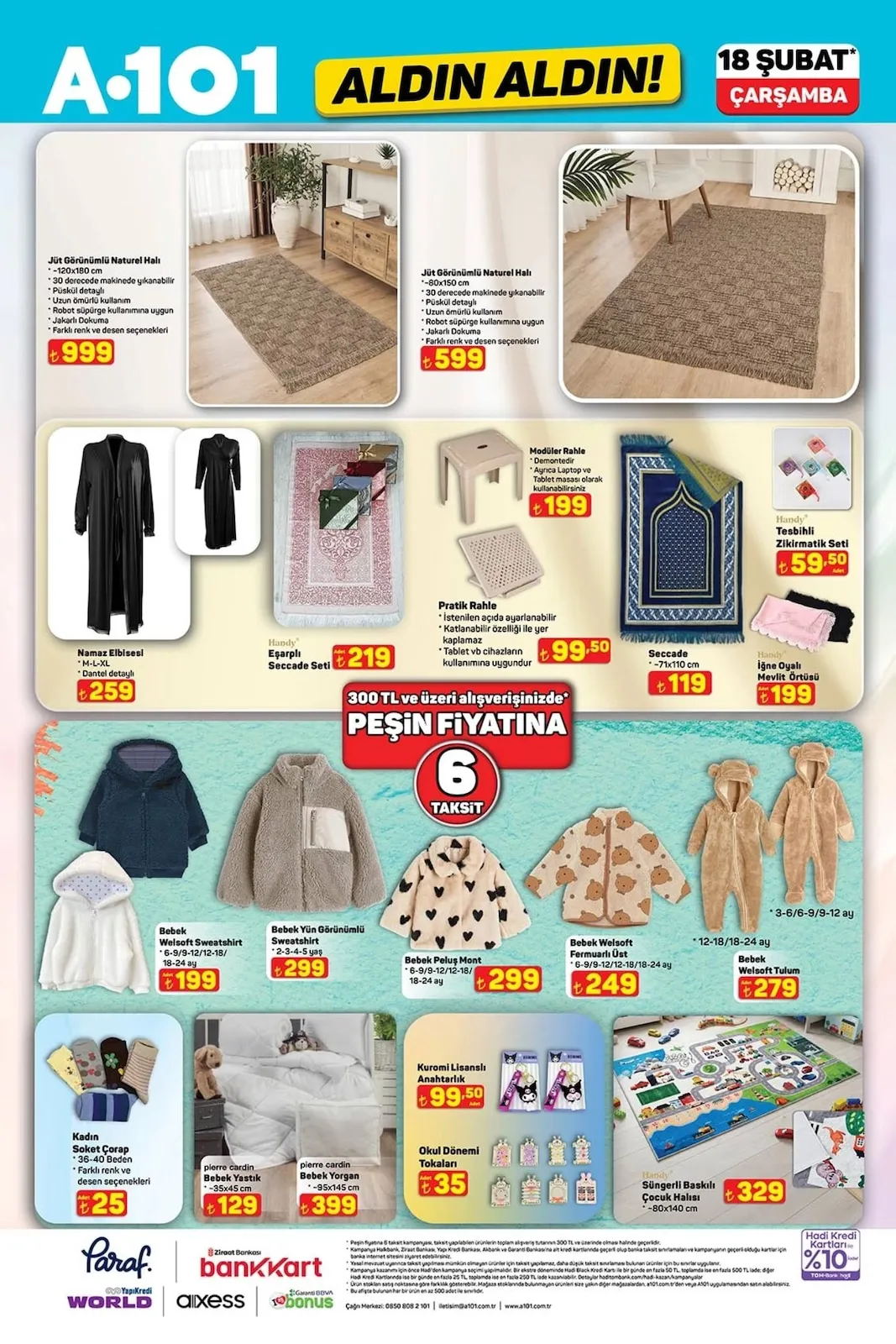 A101 A101 18 Şubat 2026 Aktüel Kataloğu sayfa 8: Seccade - 71X110 Cm, Bebek Peluş Mont