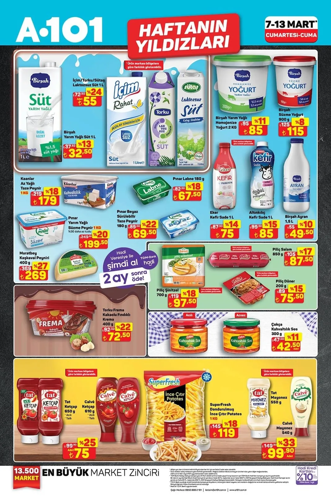 A101 A101 7 Mart 2026 Aktüel Kataloğu sayfa 2: Birşah Yarım Yağlı Homojenize Yoğurt 2 Kg, Birşah Süzme Yoğurt 900 G