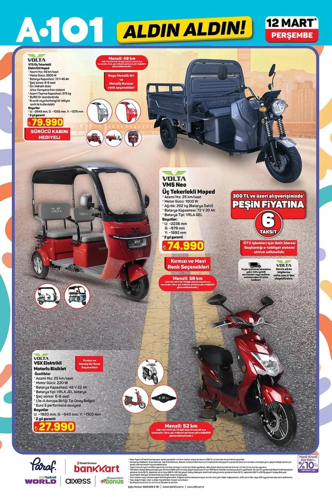 A101 A101 12 Mart 2026 Aktüel Kataloğu sayfa 3: Volta Vj3 Elektrikli Moped