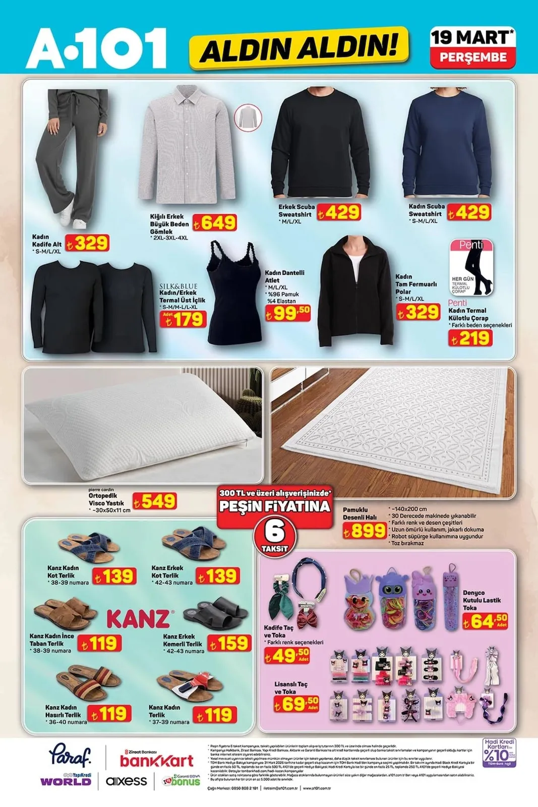 A101 A101 19 Mart 2026 Aktüel Kataloğu sayfa 10: Kadın Tam Fermuarlı Polar, Kadife Taç Ve Toka