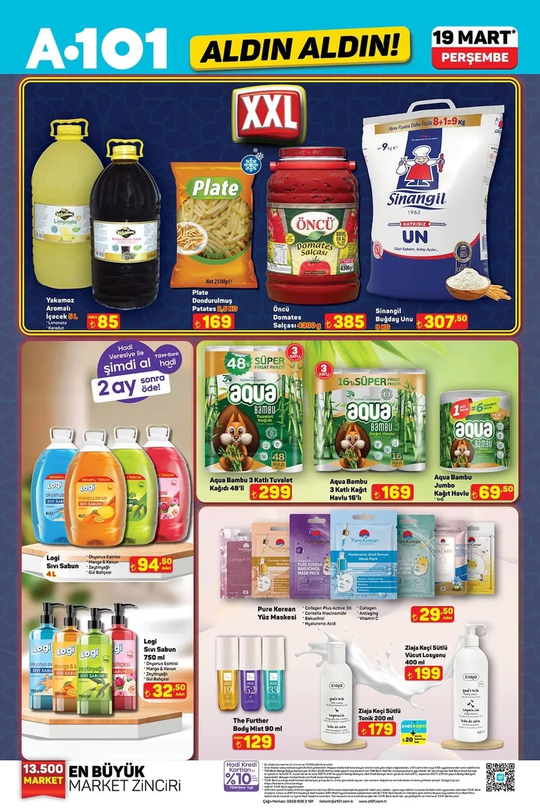 A101 A101 19 Mart 2026 Aktüel Kataloğu sayfa 11: Aqua Bambu 3 Katlı Tuvalet Kağıdı 48'Li, Aqua Bambu 3 Katlı Kağıt Havlu 16'Lı