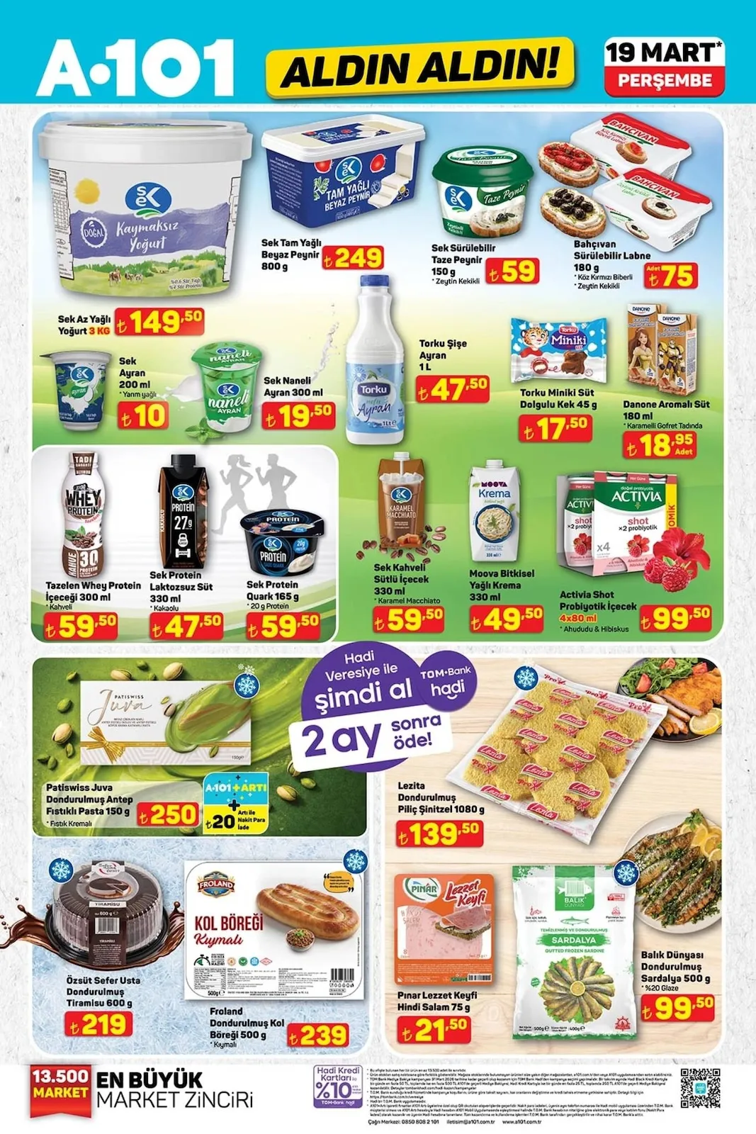 A101 A101 19 Mart 2026 Aktüel Kataloğu sayfa 12: Activia Shot Probiyotik İçecek 4X80 Ml, Sek Kahveli Sütlü İçecek 330 Ml