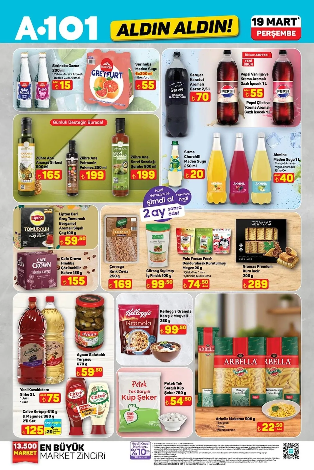 A101 A101 19 Mart 2026 Aktüel Kataloğu sayfa 13: Arbella Makarna 500 G, Pols Freeze Fresh Dondurularak Kurutulmuş Meyve 20 G