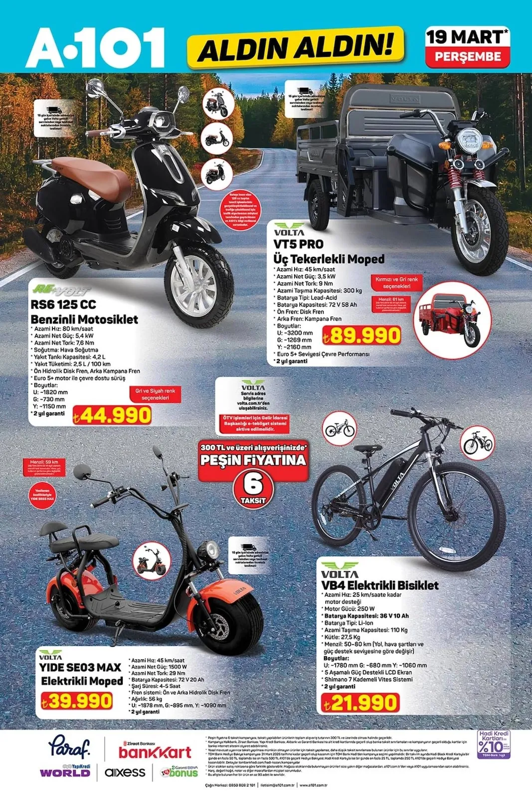 A101 A101 19 Mart 2026 Aktüel Kataloğu sayfa 4: Volta Vt5 Pro Üç Tekerlekli Moped