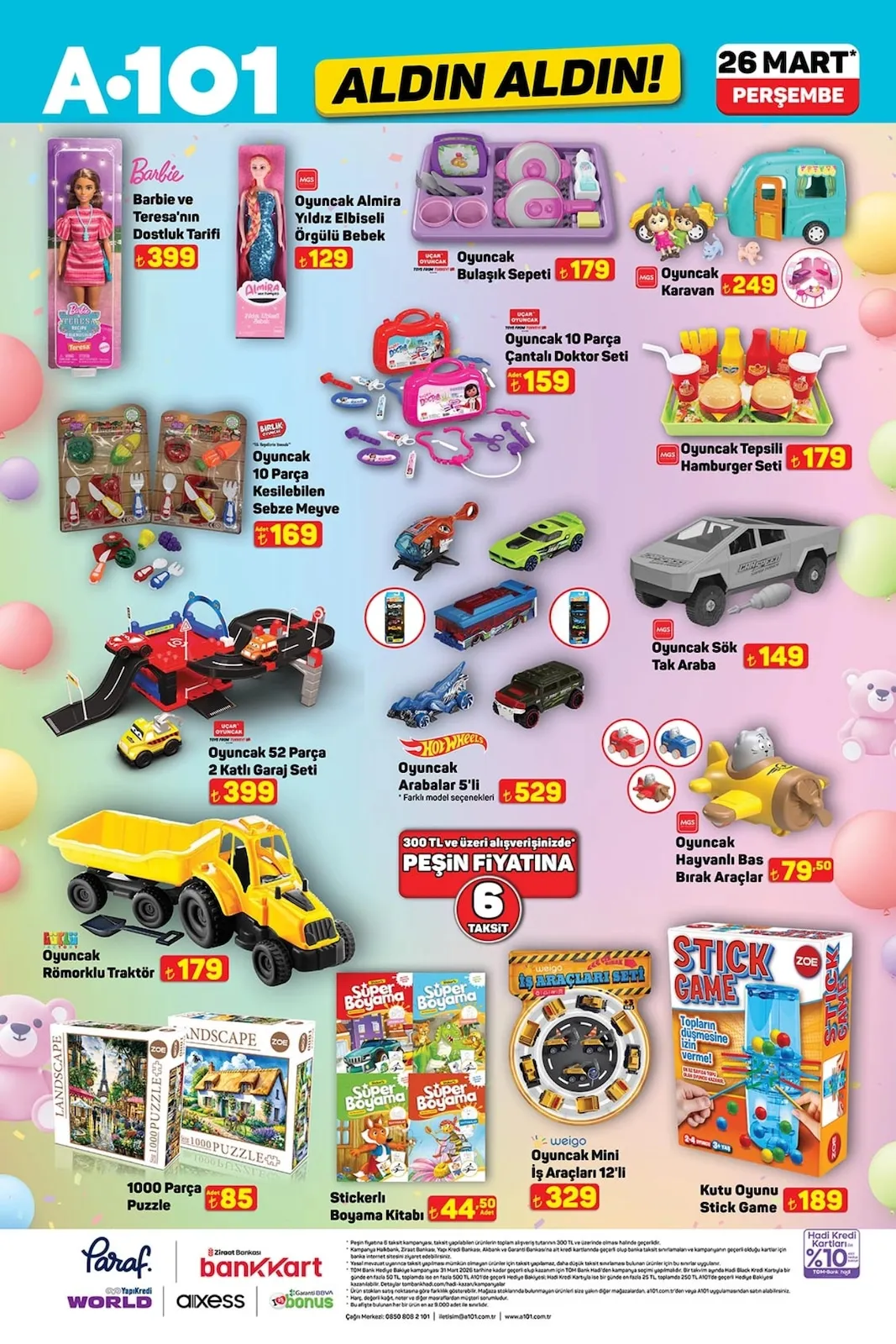 A101 A101 26 Mart 2026 Aktüel Kataloğu sayfa 10: 1000 Parça Puzzle, Oyuncak Arabalar 5'Li