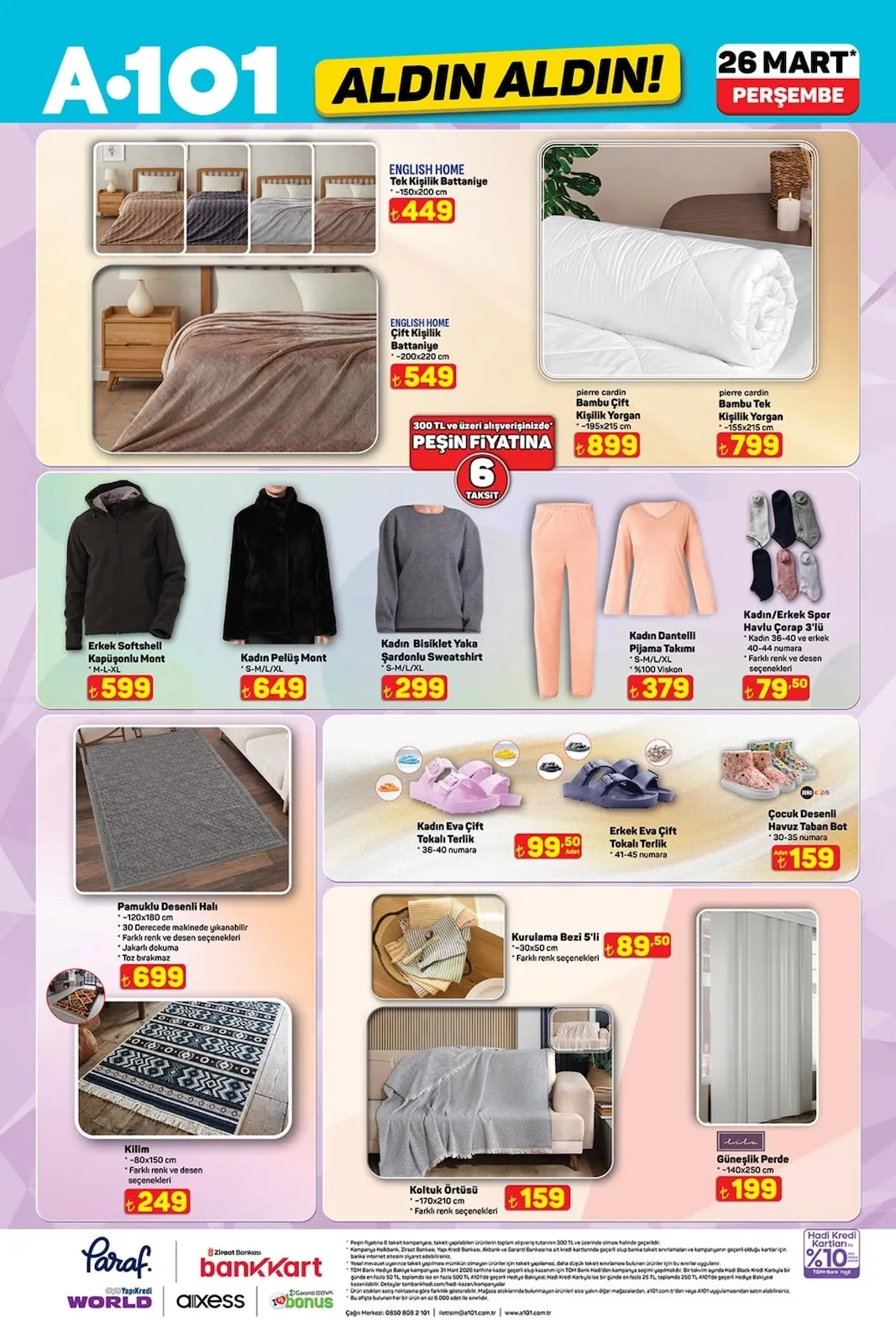 A101 A101 26 Mart 2026 Aktüel Kataloğu sayfa 9: Kadın Peluş Mont, Pamuklu Desenli Halı