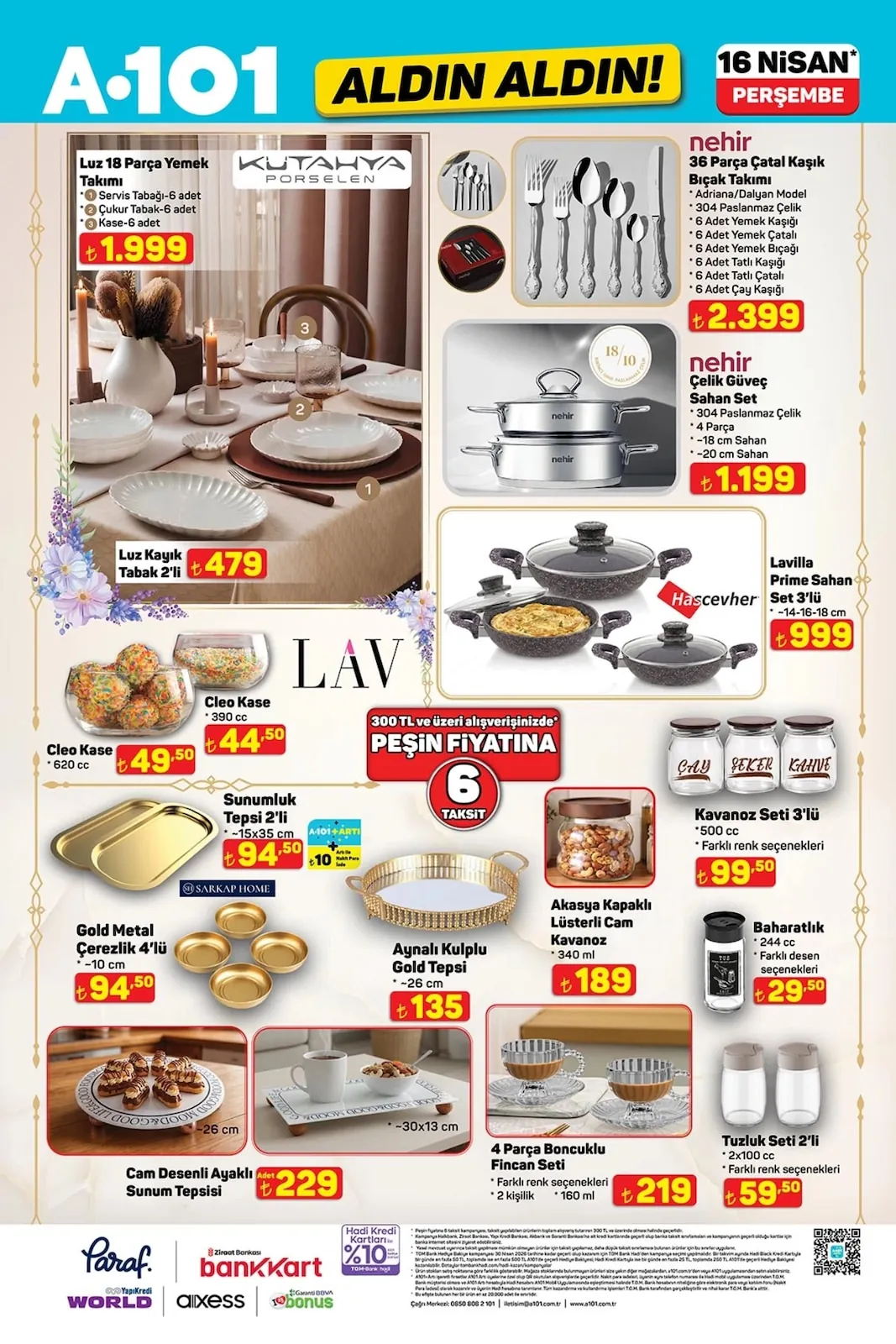 A101 A101 16 Nisan 2026 Aktüel Kataloğu sayfa 8: 4 Parça Boncuklu Fincan Seti, Cleo Kase