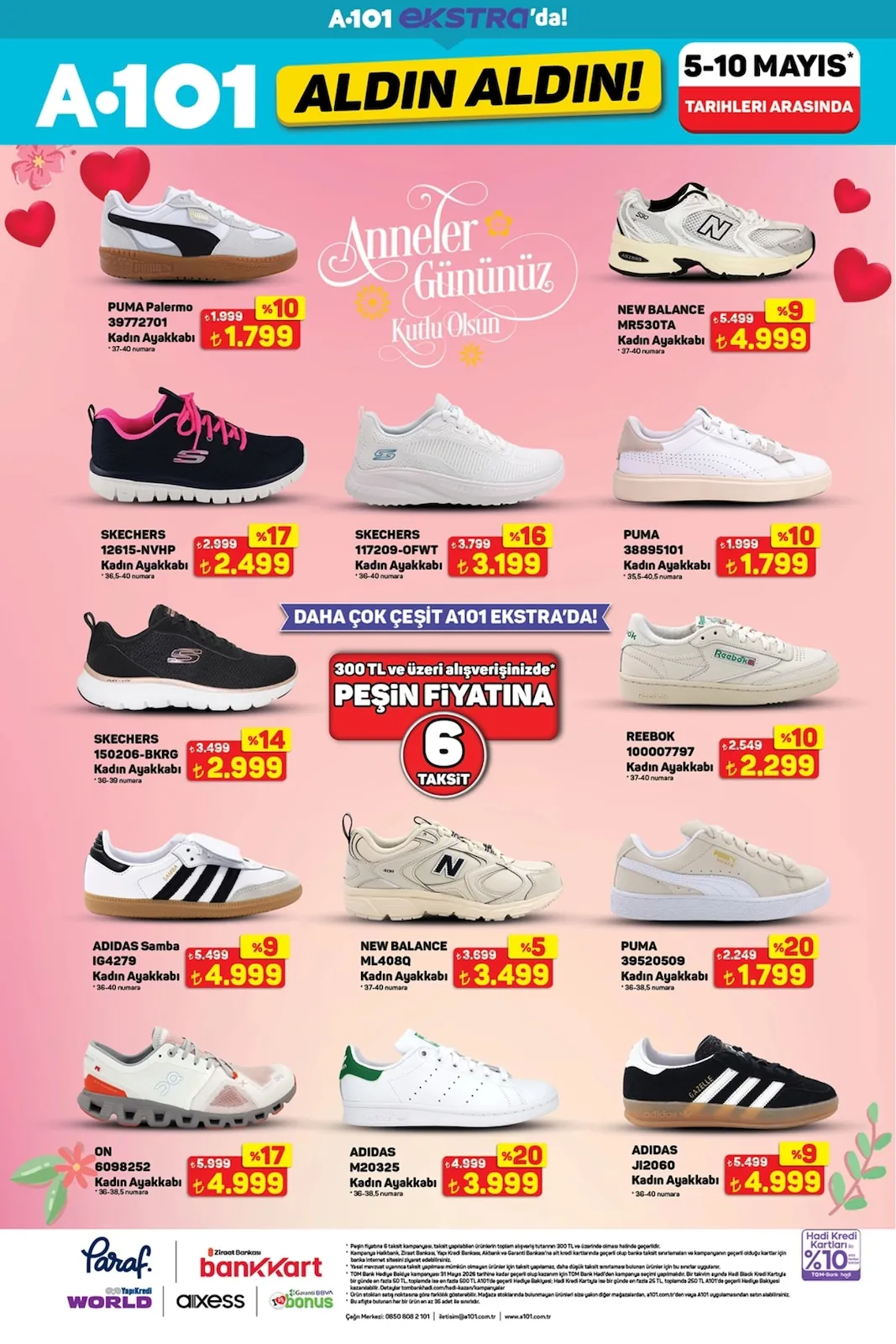 A101 A101 5 Mayıs 2026 Aktüel Kataloğu sayfa 7: Skechers 150206-Bkgrg Kadın Ayakkabı, Adidas Samba Ig4279 Kadın Ayakkabı