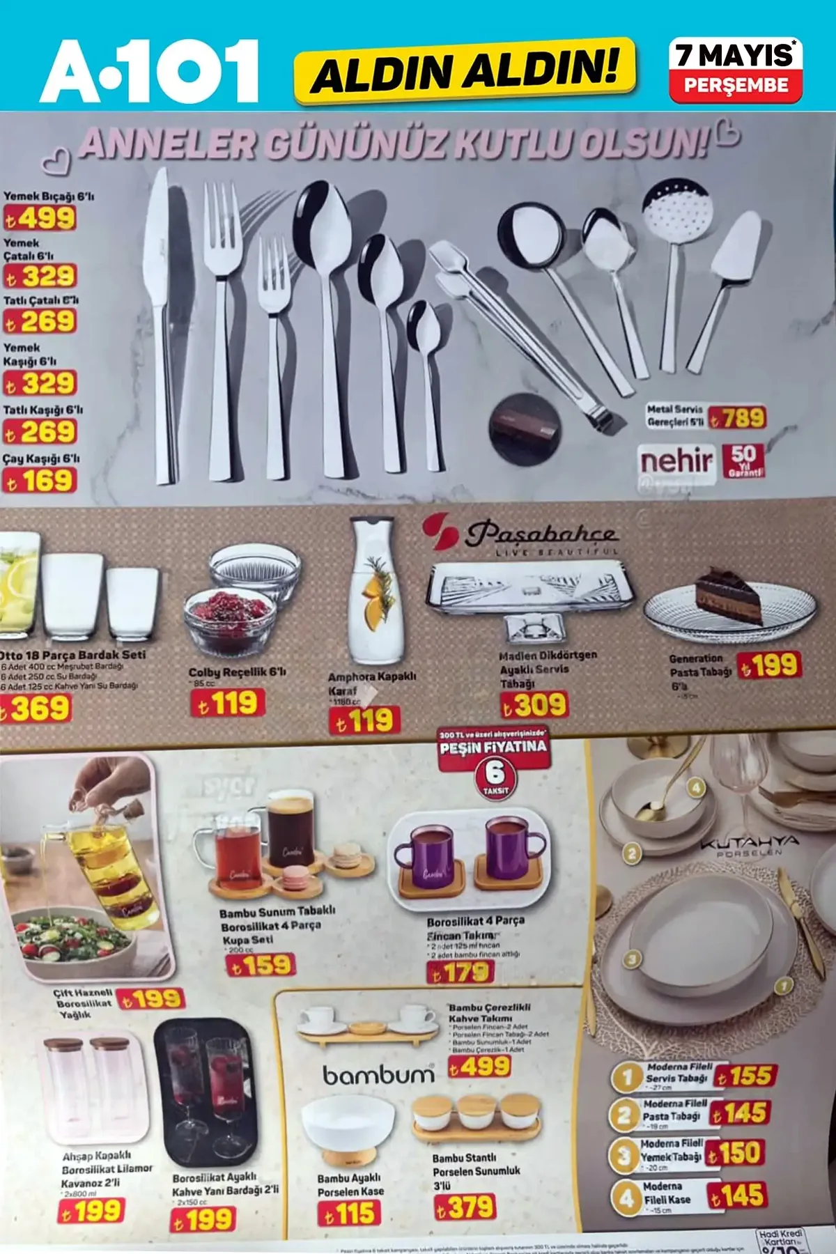 A101 A101 7 Mayıs 2026 Aktüel Ürünler Kataloğu sayfa 5: Borosilikat 4 Parça Fincan Takımı, Çift Hazneli Borosilikat Yağlık