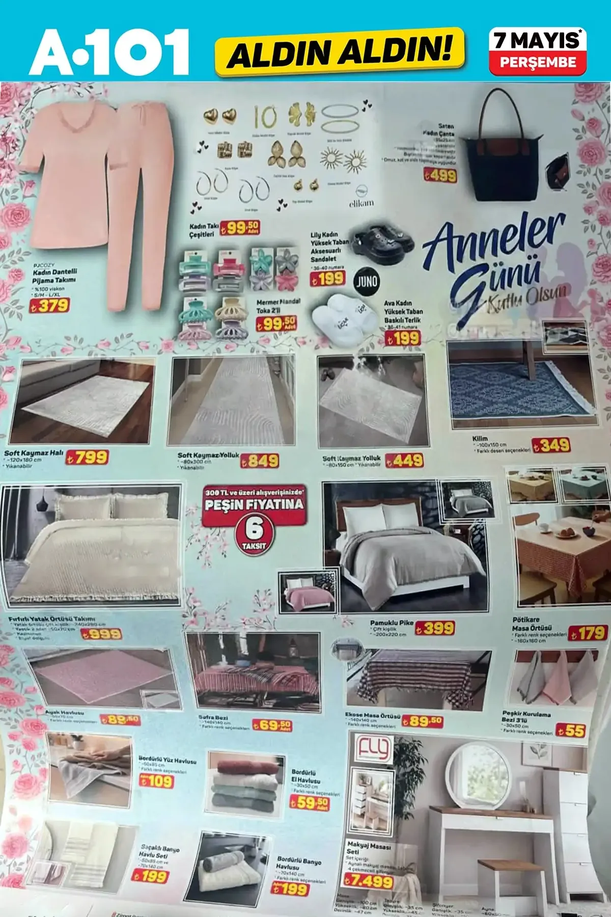 A101 A101 7 Mayıs 2026 Aktüel Ürünler Kataloğu sayfa 6: Peşkir Kurulama Bezi 3'Lü 30X50 Cm, Ekose Masa Örtüsü 140X140 Cm