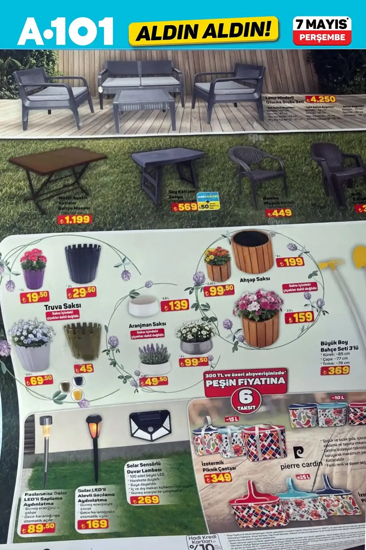 A101 A101 7 Mayıs 2026 Aktüel Ürünler Kataloğu sayfa 8: Metal Ağaçlı Katlanır Bahçe Masası, Bambu Plastik Koltuk