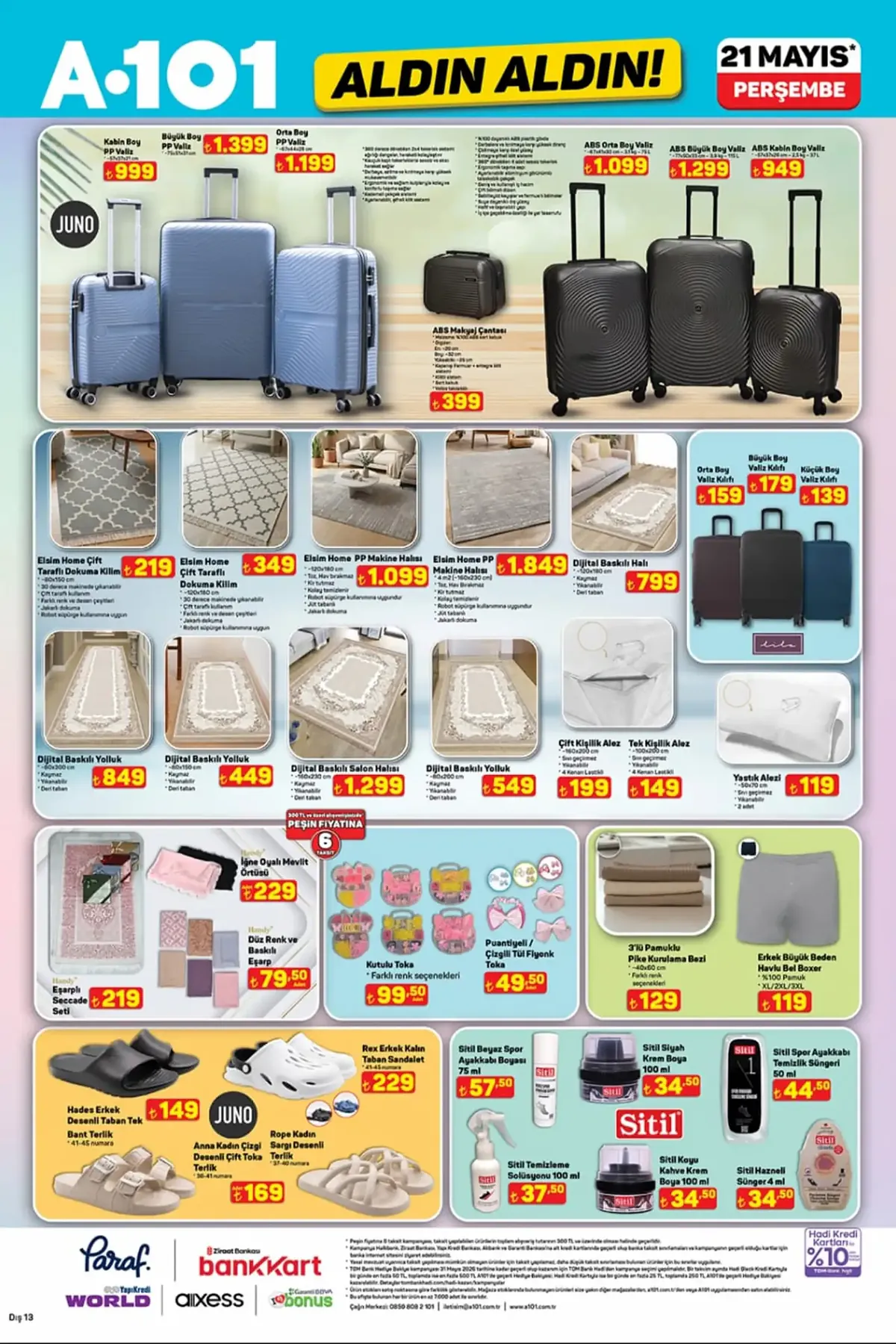 A101 A101 21 Mayıs 2026 Aktüel Ürünler Kataloğu sayfa 6: Elsim Home Pp Makine Halisi 120X180 Cm, Dijital Baskili Salon Halisi 160X230 Cm