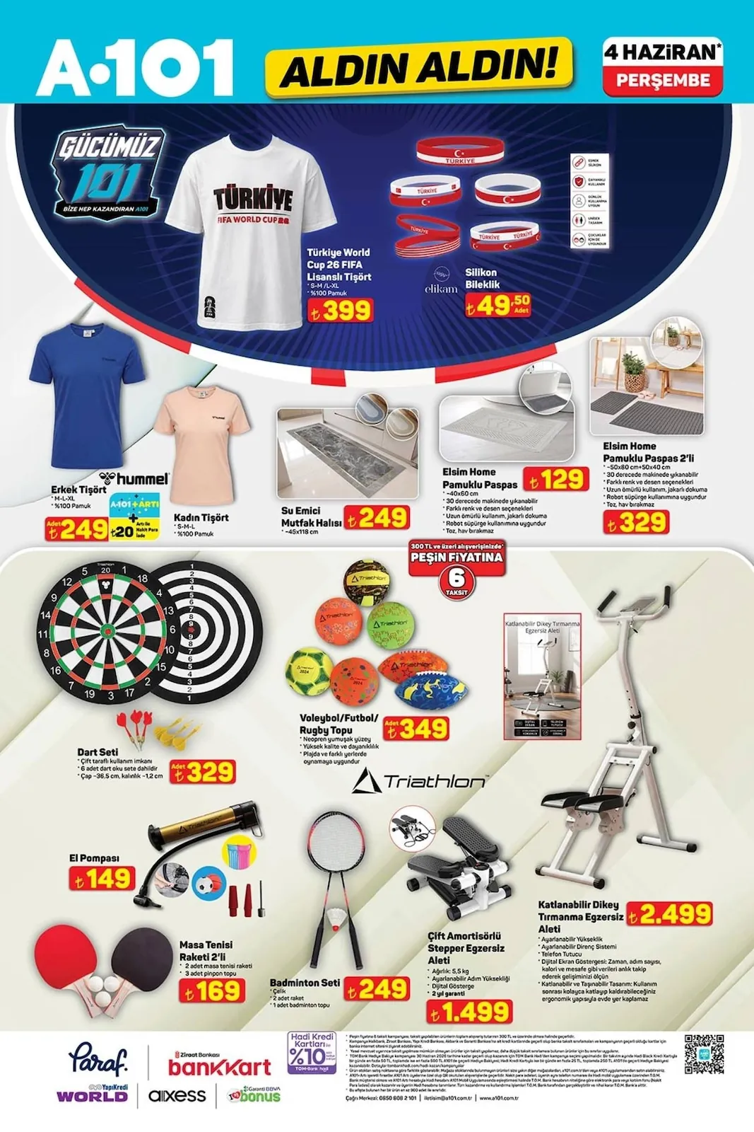 A101 A101 4 Haziran 2026 Aktüel Kataloğu sayfa 6: Dart Seti, Voleybol/Futbol/Rugby Topu