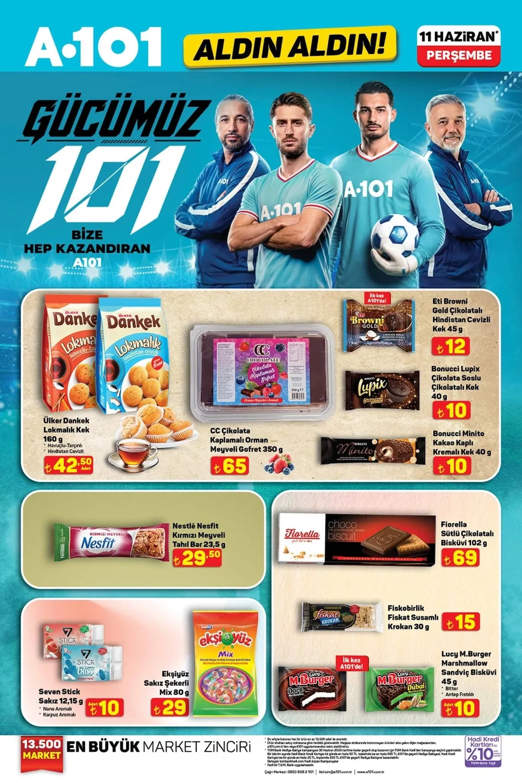 A101 A101 11 Haziran 2026 Aktüel Kataloğu sayfa 15: Ekşiyüz Sakız Şekerli Mix 80G, Seven Stick Sakız 12,15G