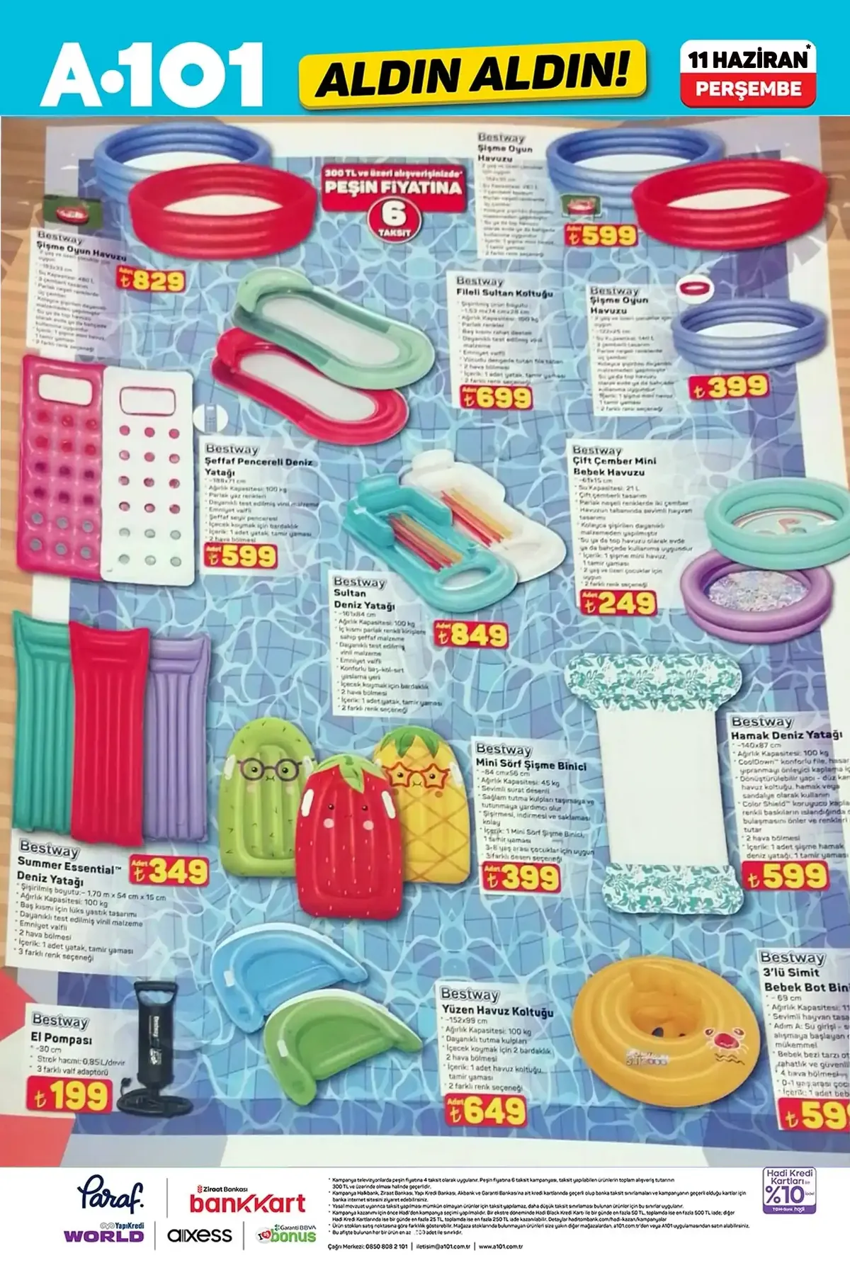 A101 A101 11 Haziran 2026 Aktüel Ürünler Kataloğu sayfa 7: Bestway Çift Çember Mini Bebek K'Uvuzu, Bestway Mini Sörf Şişme Binici