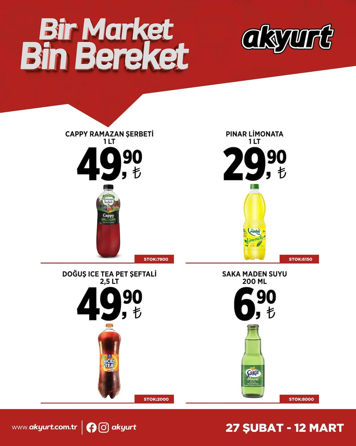 Akyurt Akyurt Süpermarket 27 Şubat 2026 Aktüel Kataloğu sayfa 2: Cappy Ramazan Şerbeti 1 Lt