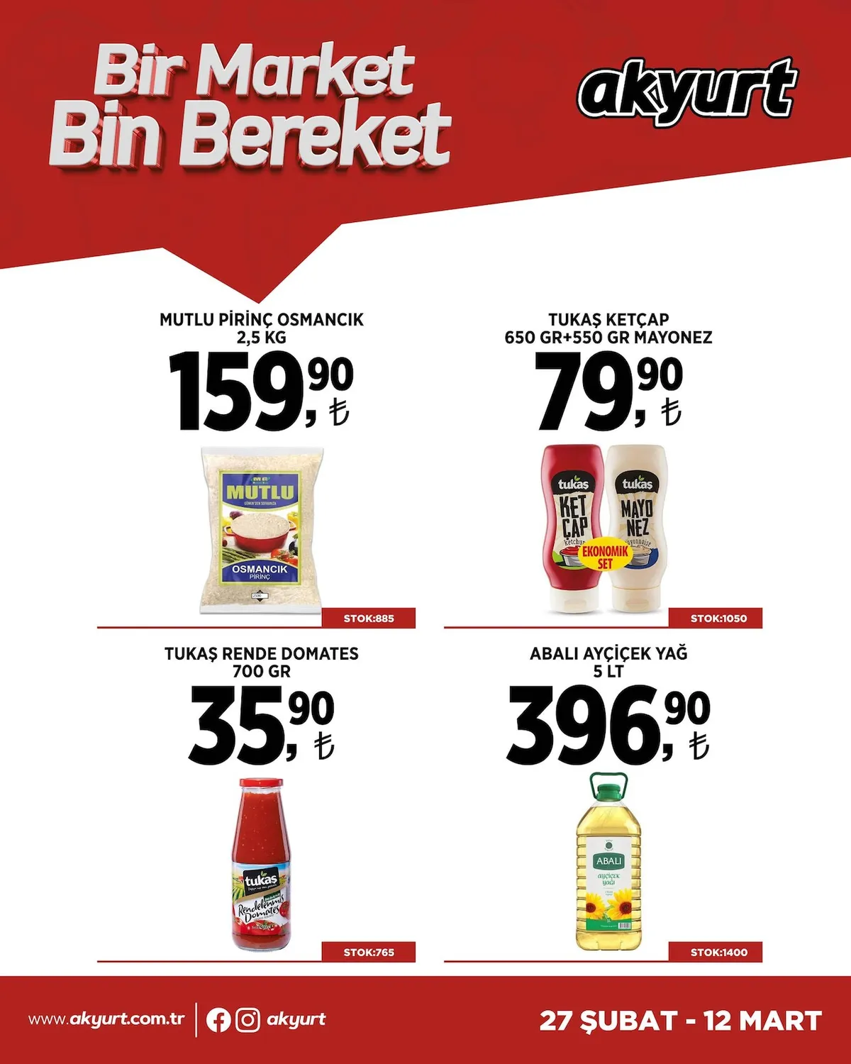 Akyurt Akyurt Süpermarket 27 Şubat 2026 Aktüel Kataloğu sayfa 4: Mutlu Pi̇Ri̇Nç Osmancik 2,5 Kg