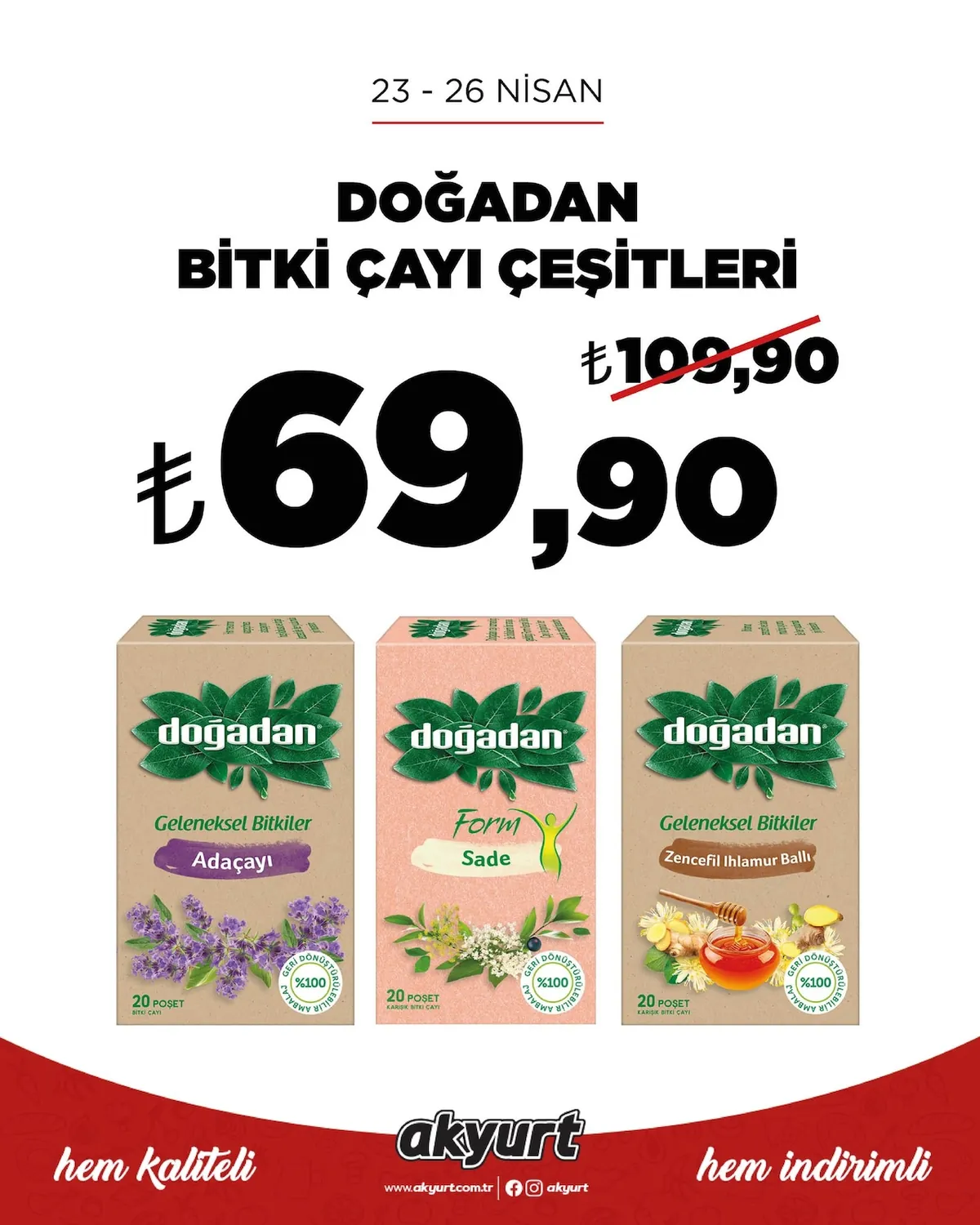 Akyurt Akyurt Süpermarket 23 Nisan 2026 Aktüel Kataloğu sayfa 1: Doğadan Bitki Çayı Çeşitleri 20'Li Paket