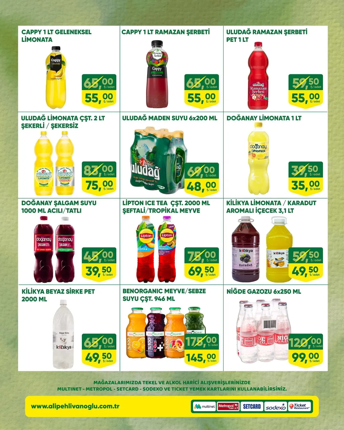 Ali Ali Pehlivanoğlu 14 Şubat 2026 Aktüel Kataloğu sayfa 6: Doğanay Li̇Monata 1 Lt, Lipton Ice Tea Çşt. 2000 Ml Şeftali̇/Tropi̇Kal Meyve