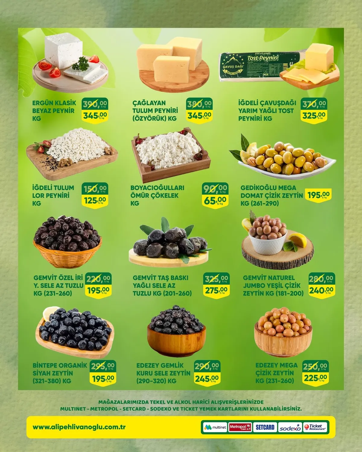 Ali Ali Pehlivanoğlu 14 Şubat 2026 Aktüel Kataloğu sayfa 9: Gemvit Taş Baskı Yağlı Sele Az Tuzlu Kg (201-260), Edezey Gemlik Kuru Sele Zeytin (290-320) Kg