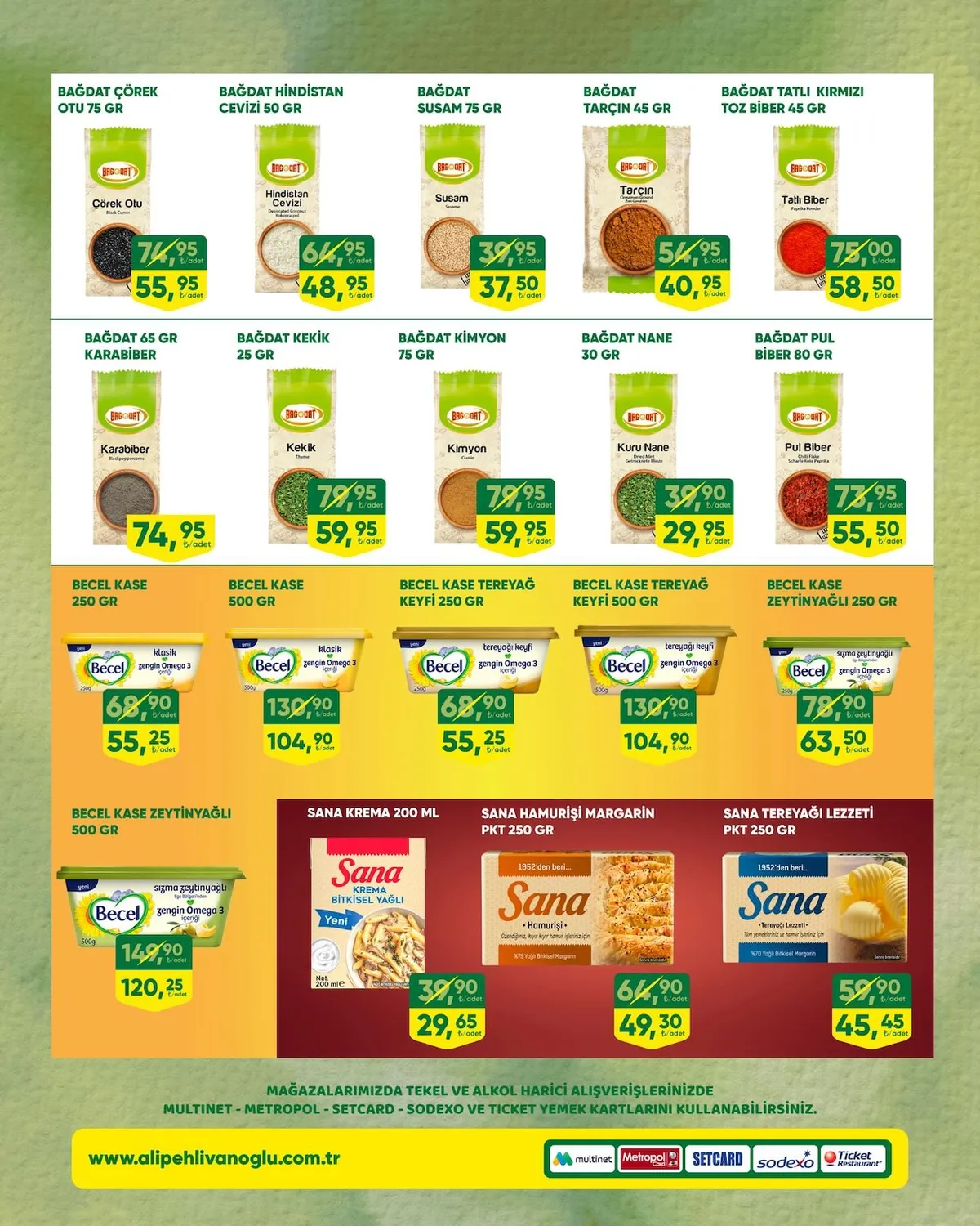 Ali Ali Pehlivanoğlu 14 Mart 2026 Aktüel Kataloğu sayfa 10: Bağdat Kimyon 75 Gr, Sana Krema Bitkisel Yağli