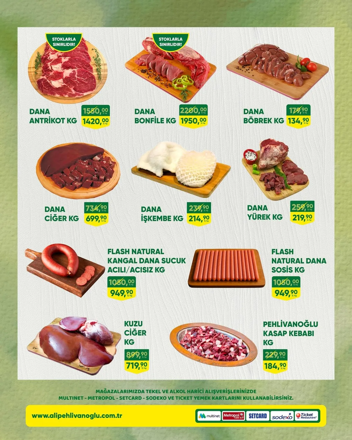 Ali Ali Pehlivanoğlu 14 Mart 2026 Aktüel Kataloğu sayfa 2: Flash Natural Dana Sosis Kg, Pehlivanoğlu Kasap Kebabi Kg