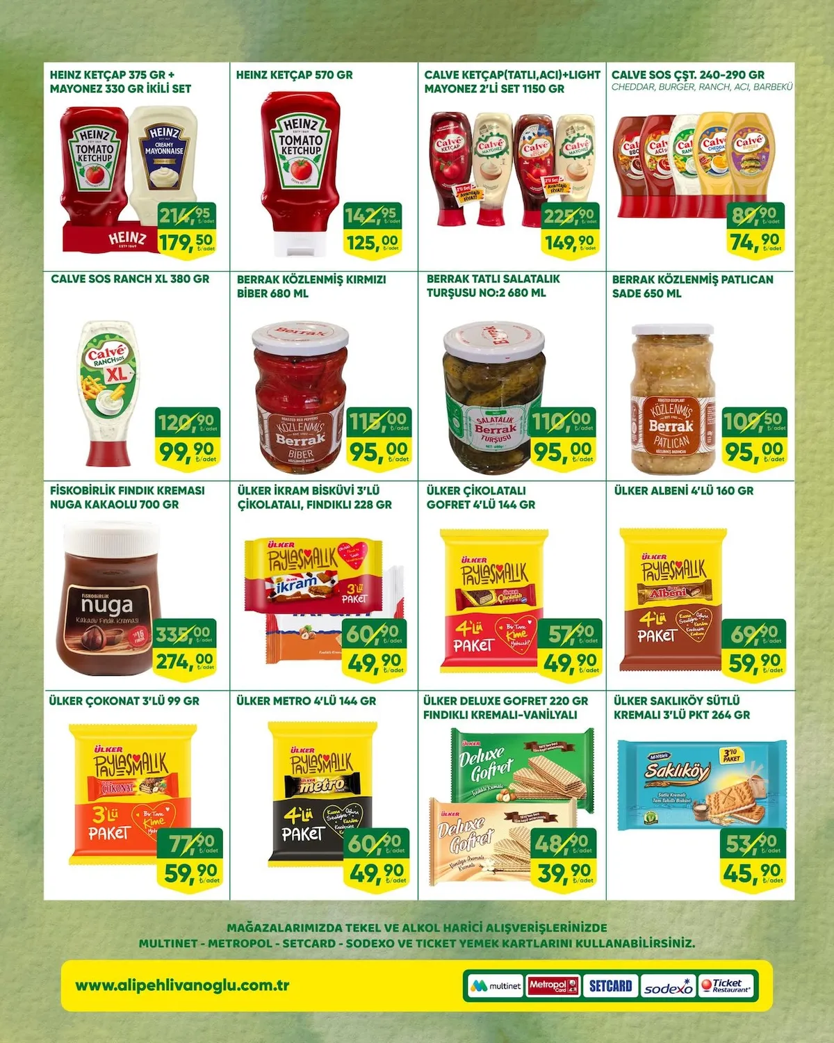 Ali Ali Pehlivanoğlu 14 Mart 2026 Aktüel Kataloğu sayfa 9: Ülker Çikolatalı Gofret 4'Lü 144 Gr, Ülker İkram Bisküvi 3'Lü Çikolatali, Findikli 228 Gr
