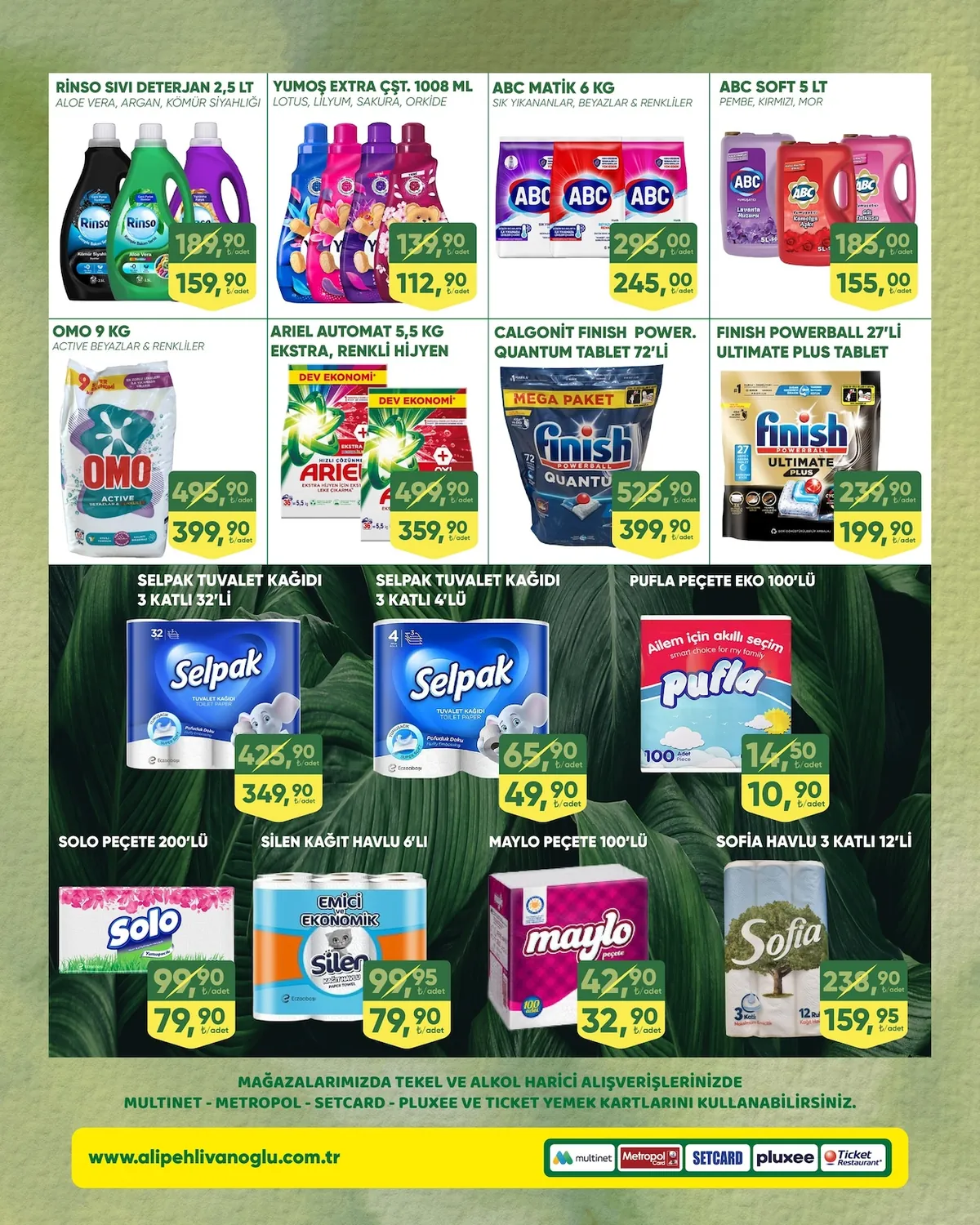 Ali Ali Pehlivanoğlu 16 Nisan 2026 Aktüel Kataloğu sayfa 10: Ariel Automat 5,5 Kg Ekstra, Renkli Hijyen, Finish Powerball 27'Li Ultimate Plus Tablet