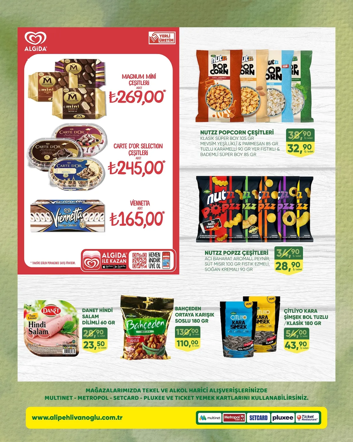 Ali Ali Pehlivanoğlu 16 Nisan 2026 Aktüel Kataloğu sayfa 4: Danet Hindi Salam Dilimli 60 Gr, Nutzz Popczz Çeşitleri 100 Gr - 90 Gr
