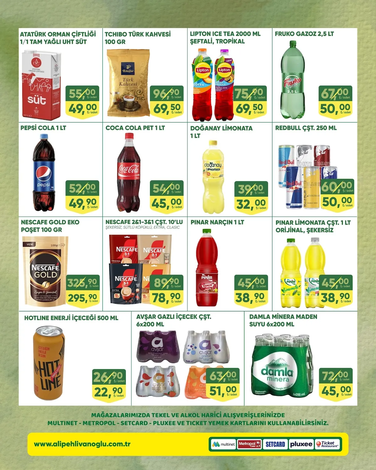 Ali Ali Pehlivanoğlu 16 Nisan 2026 Aktüel Kataloğu sayfa 7: Pınar Narçın 1 Lt, Coca Cola Pet 1 Lt