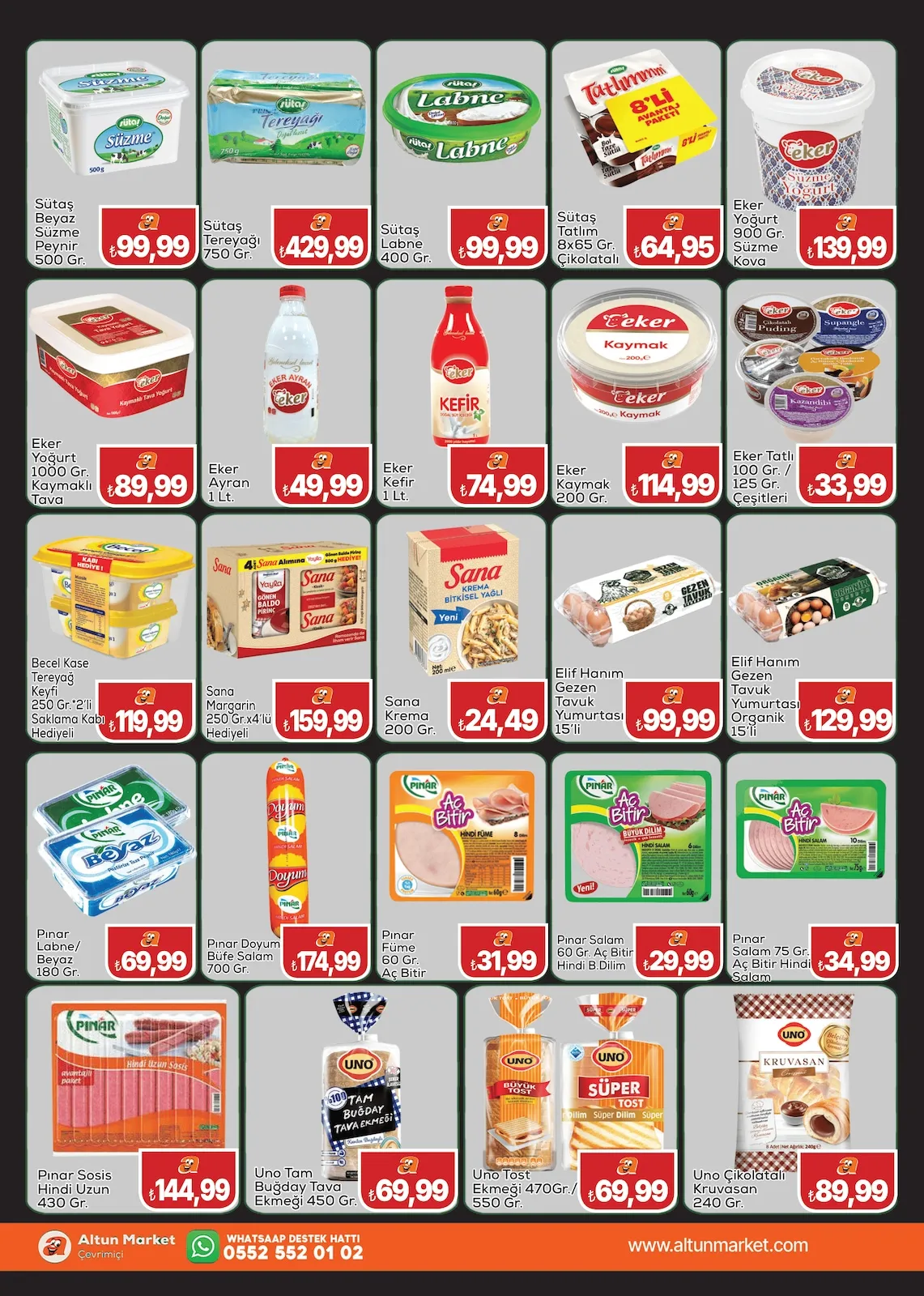 Altun Altun Market 13 Şubat 2026 Aktüel Kataloğu sayfa 2: Eker Kefir 1 Lt., Pınar Sosis Hindi Uzun 430 Gr.