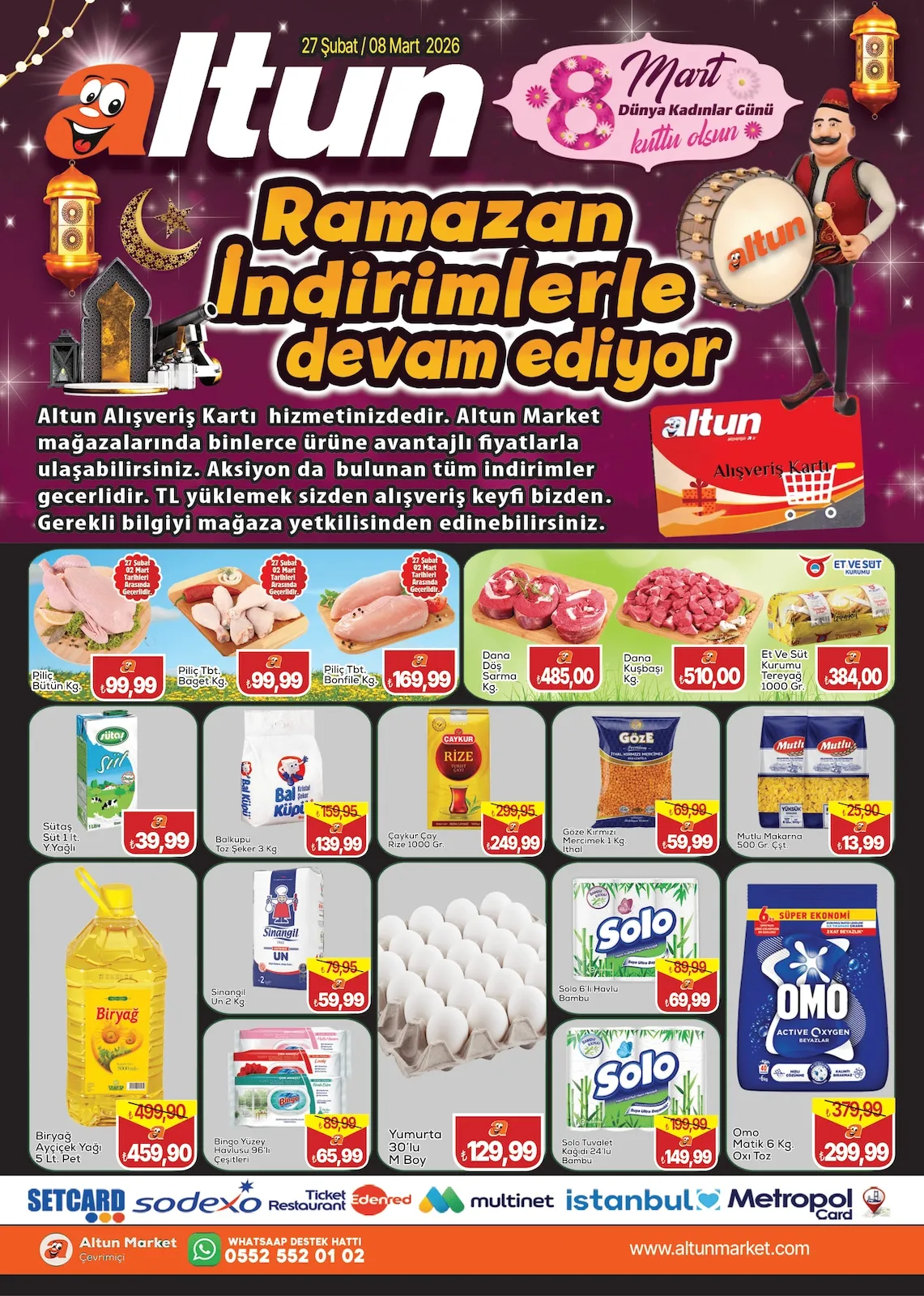 Altun Altun Market 27 Şubat 2026 Aktüel Kataloğu sayfa 1: Piliç Bütün Kg., Sinangil Un 2 Kg.