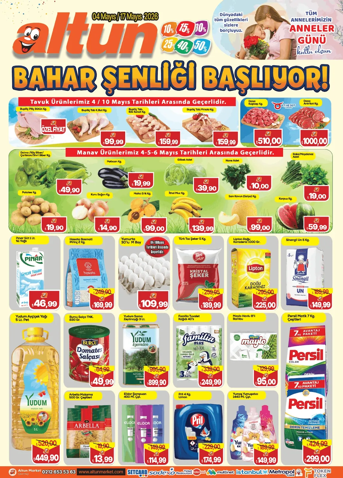 Altun Altun Market 4 Mayıs 2026 Aktüel Kataloğu sayfa 1: Hasata Basmati Pirinç 2 Kg, Yudum Sızma Zeytinyağı 3 Lt