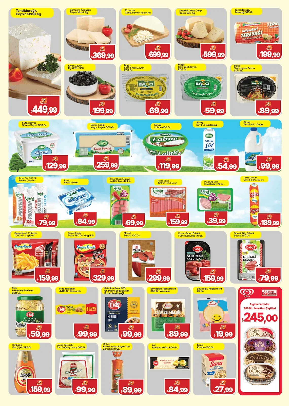 Altun Altun Market 22 Mayıs 2026 Aktüel Kataloğu sayfa 2: Pınar Beyaz Peynir 180 Gr., Danet Piliç Dilimli Sucuk 250 Gr.