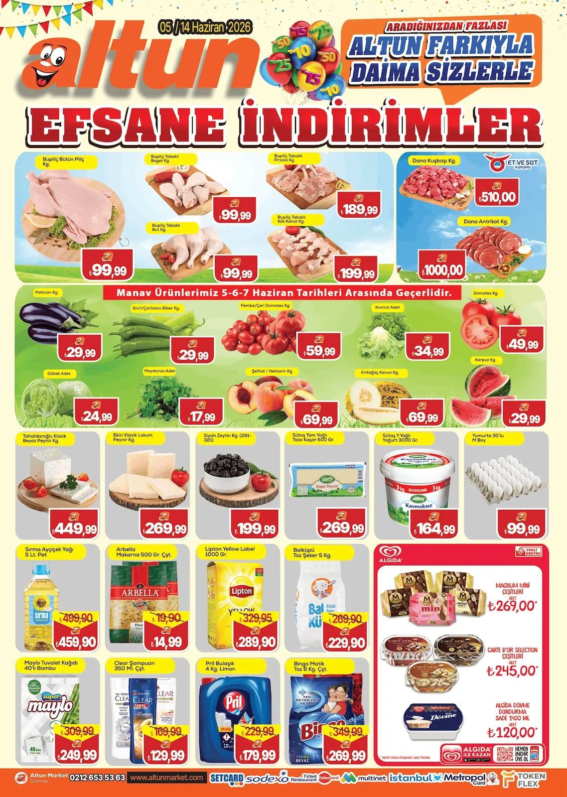Altun Altun Market 5 Haziran 2026 Aktüel Kataloğu sayfa 1: Lipton Yellow Label 1000 Gr., Balküpü Toz Şeker 5 Kg.